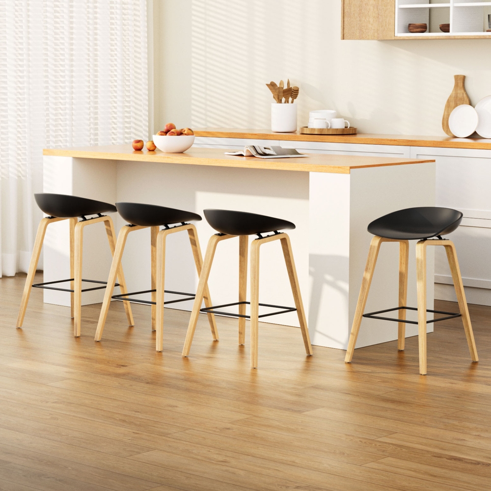 4x Artiss Bar Stools Kitchen Counter Stool Dining Chairs Wooden Black - Image 7