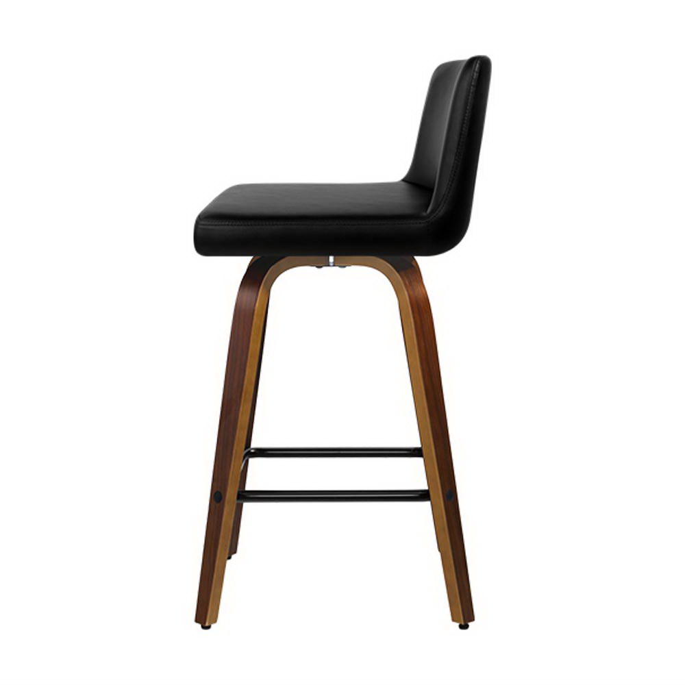 Artiss 4x Bar Stools Swivel Leather Padded Wooden - Image 3