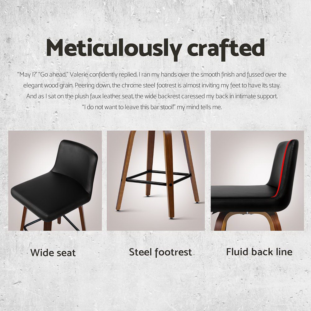 Artiss 4x Bar Stools Swivel Leather Padded Wooden - Image 4