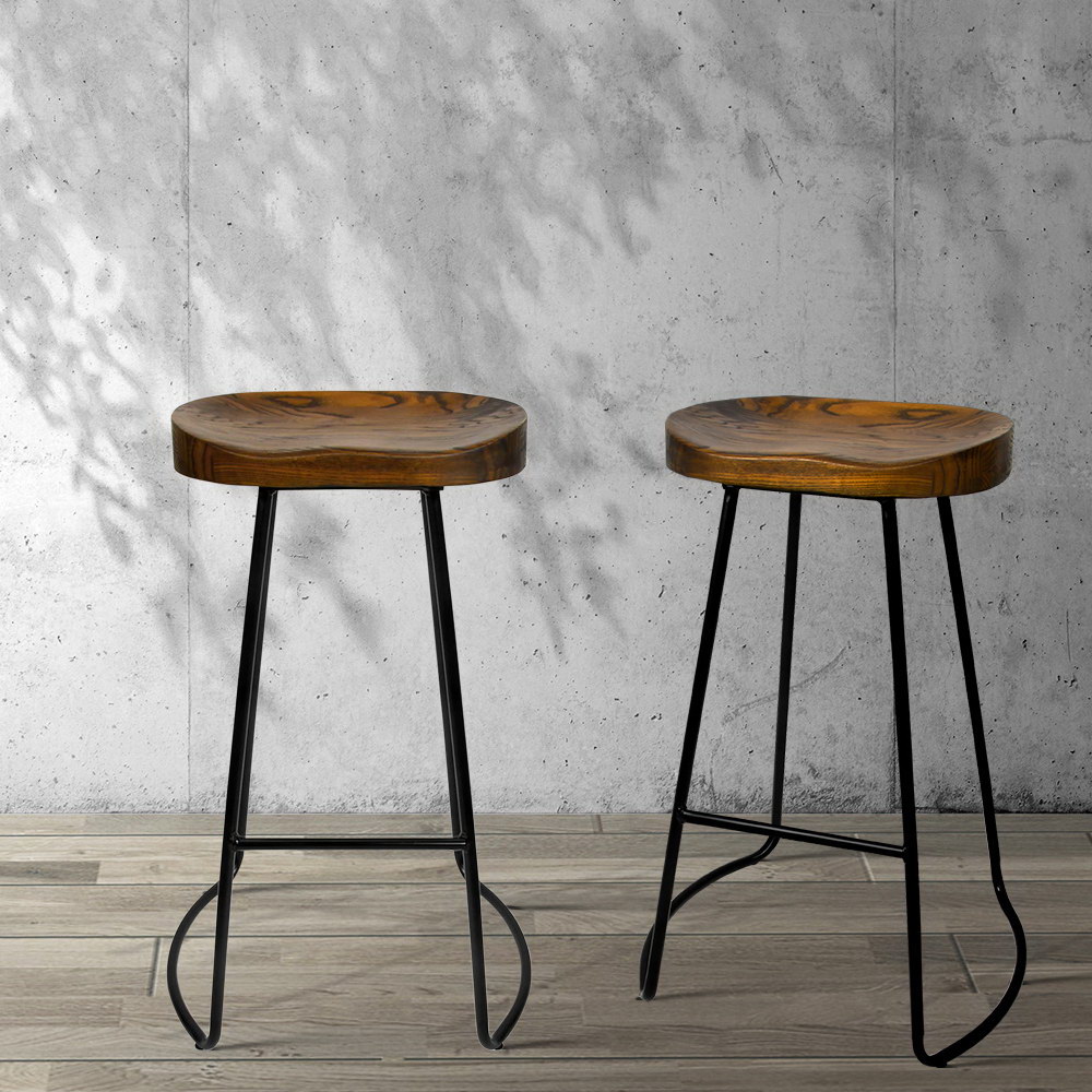 Artiss 2x Bar Stools Tractor Seat 75cm Black - Image 7