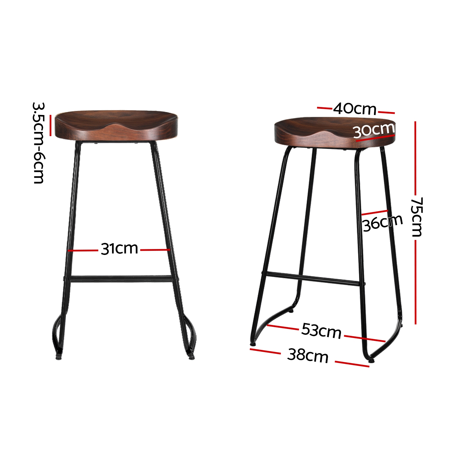 Artiss 4x Bar Stools Tractor Seat 75cm Black - Image 2