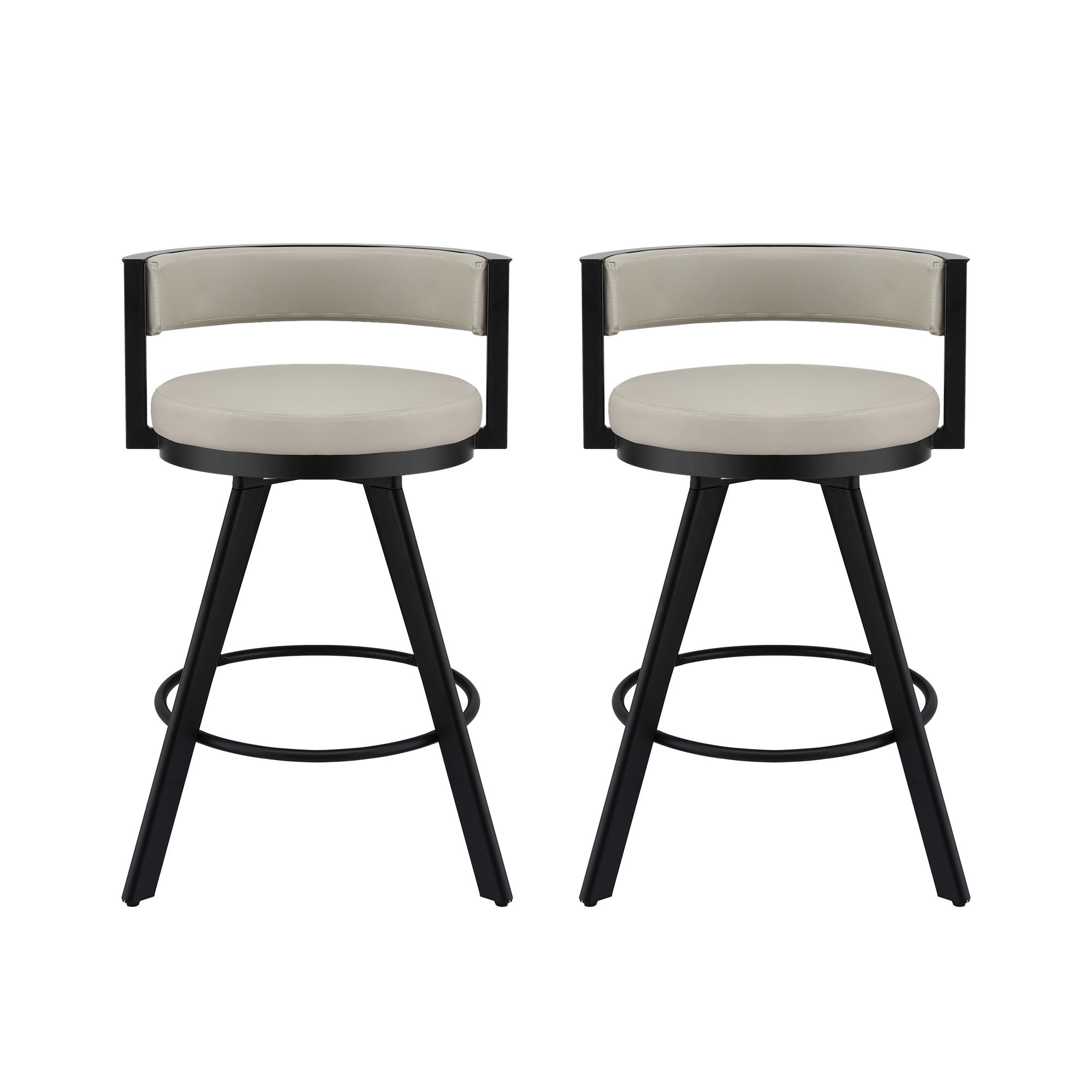 Artiss Bar Stools Set of 2 Swivel Kitchen Chair Metal Counter Beige Leather - Image 3