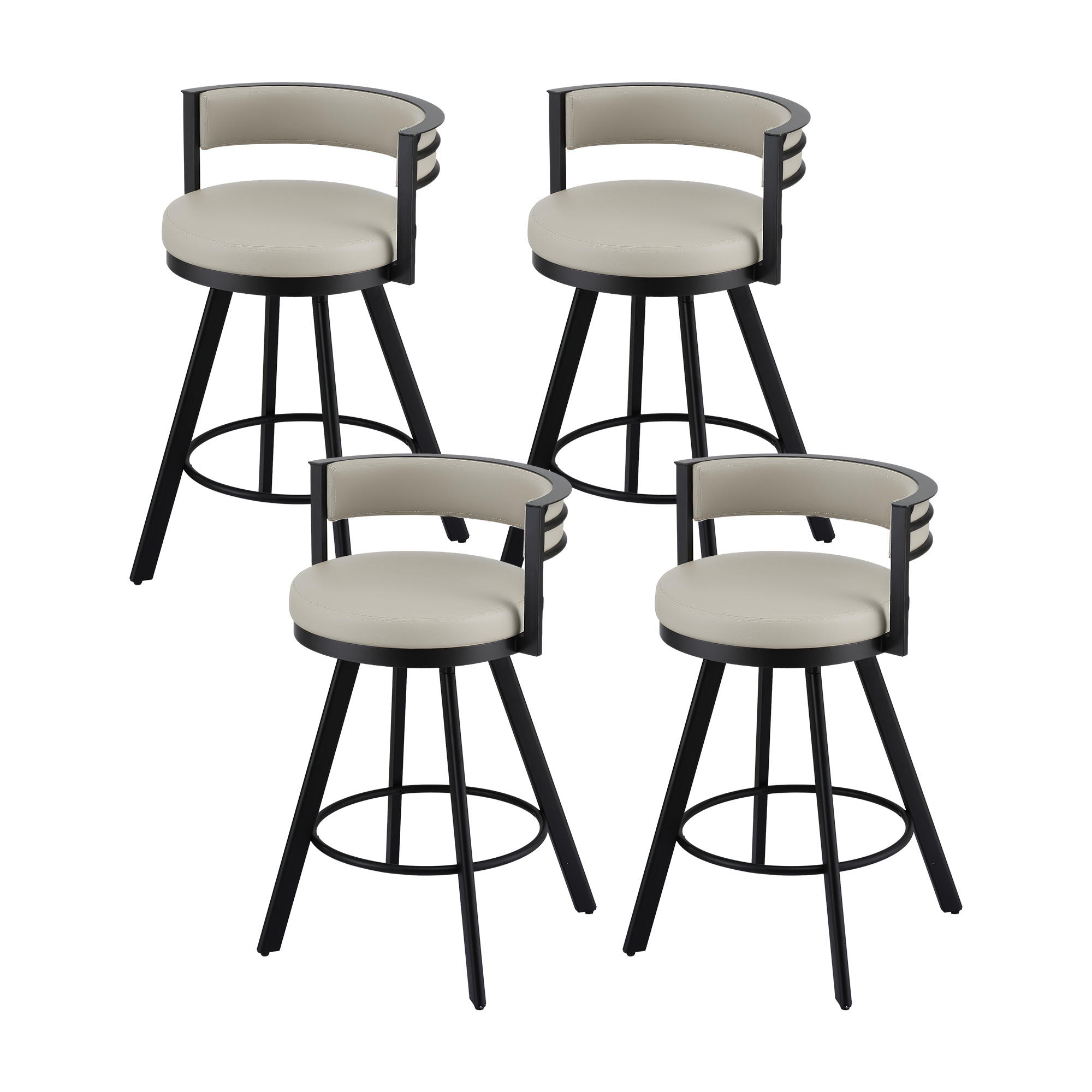 Artiss Bar Stools Set of 4 Swivel Kitchen Chair Metal Counter Beige Leather - Image 1