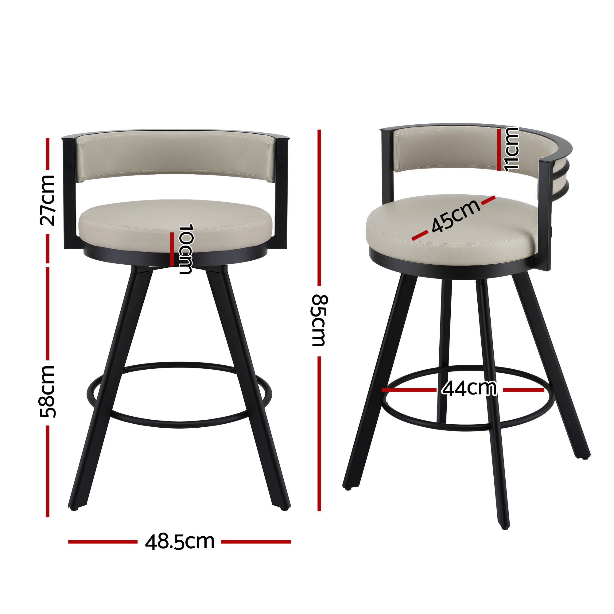 Artiss Bar Stools Set of 4 Swivel Kitchen Chair Metal Counter Beige Leather - Image 2