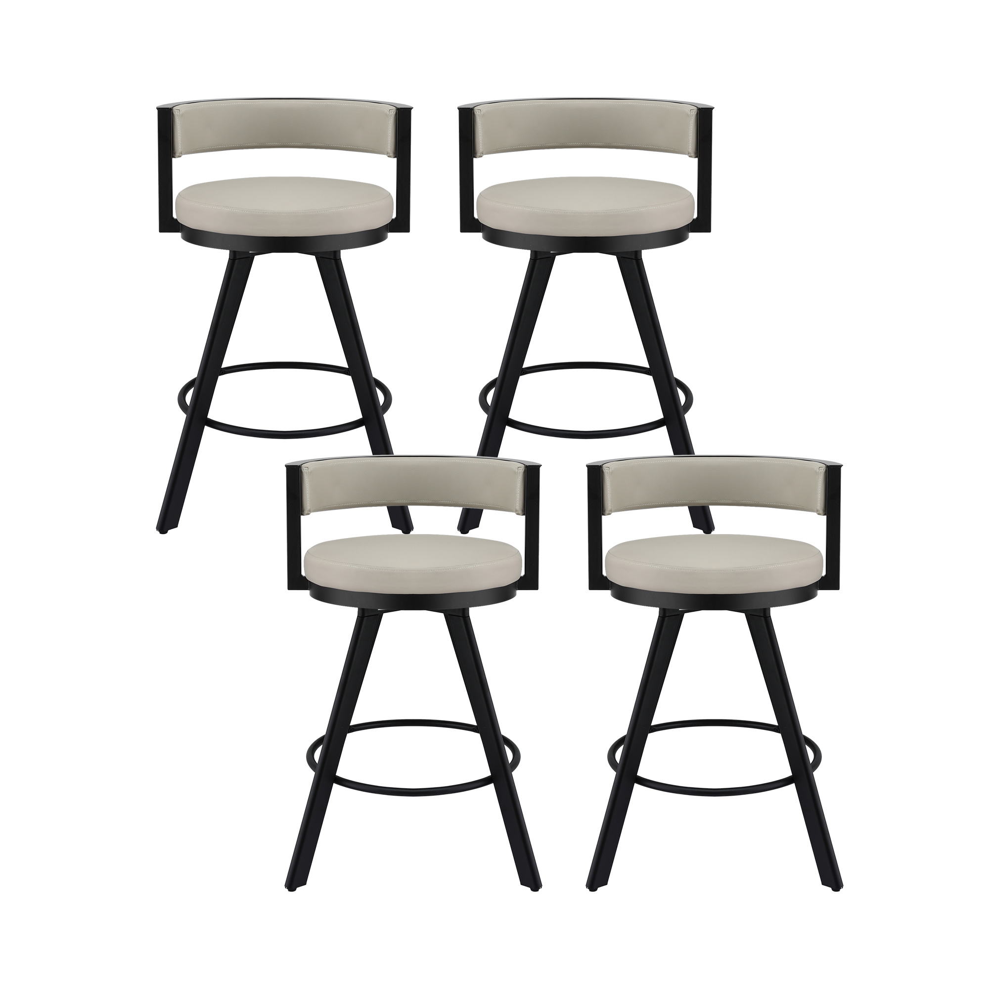 Artiss Bar Stools Set of 4 Swivel Kitchen Chair Metal Counter Beige Leather - Image 3