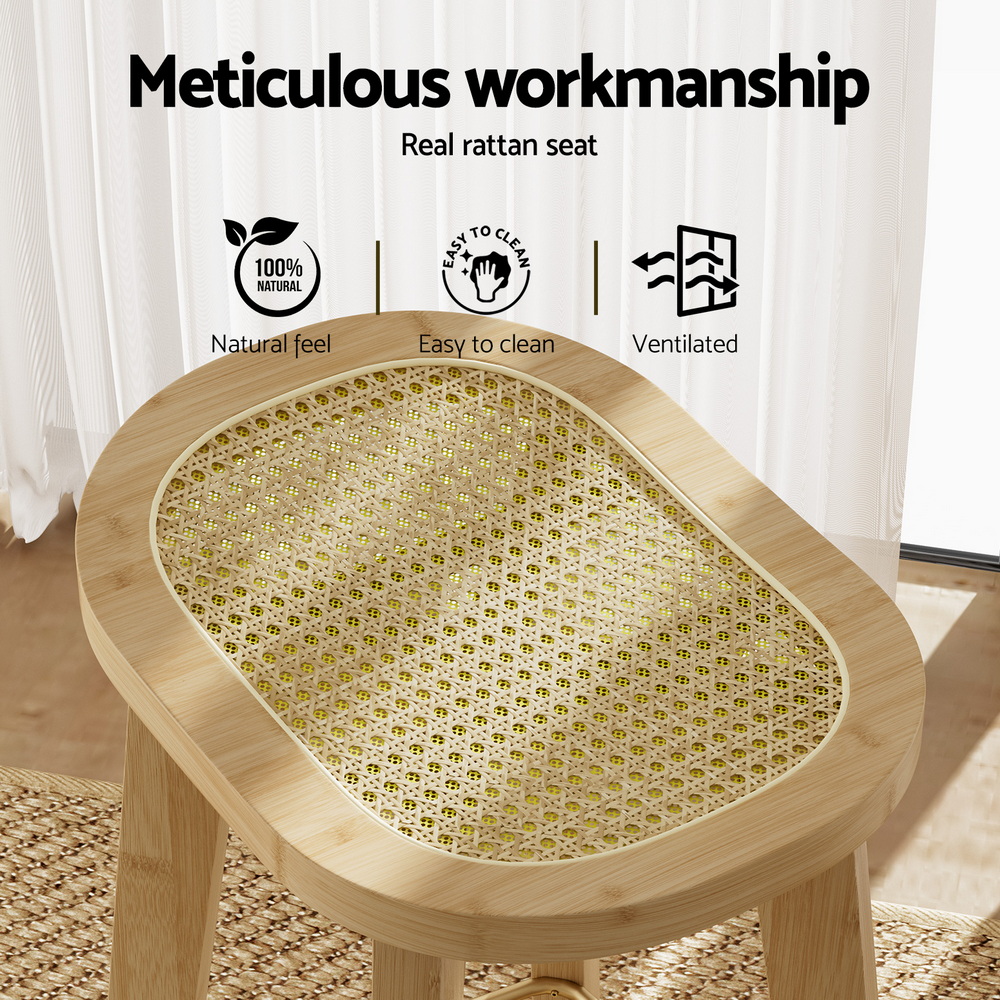 Artiss 4x Bar Stools Bamboo Rattan Stool Counter Chair Kitchen Barstools - Image 4