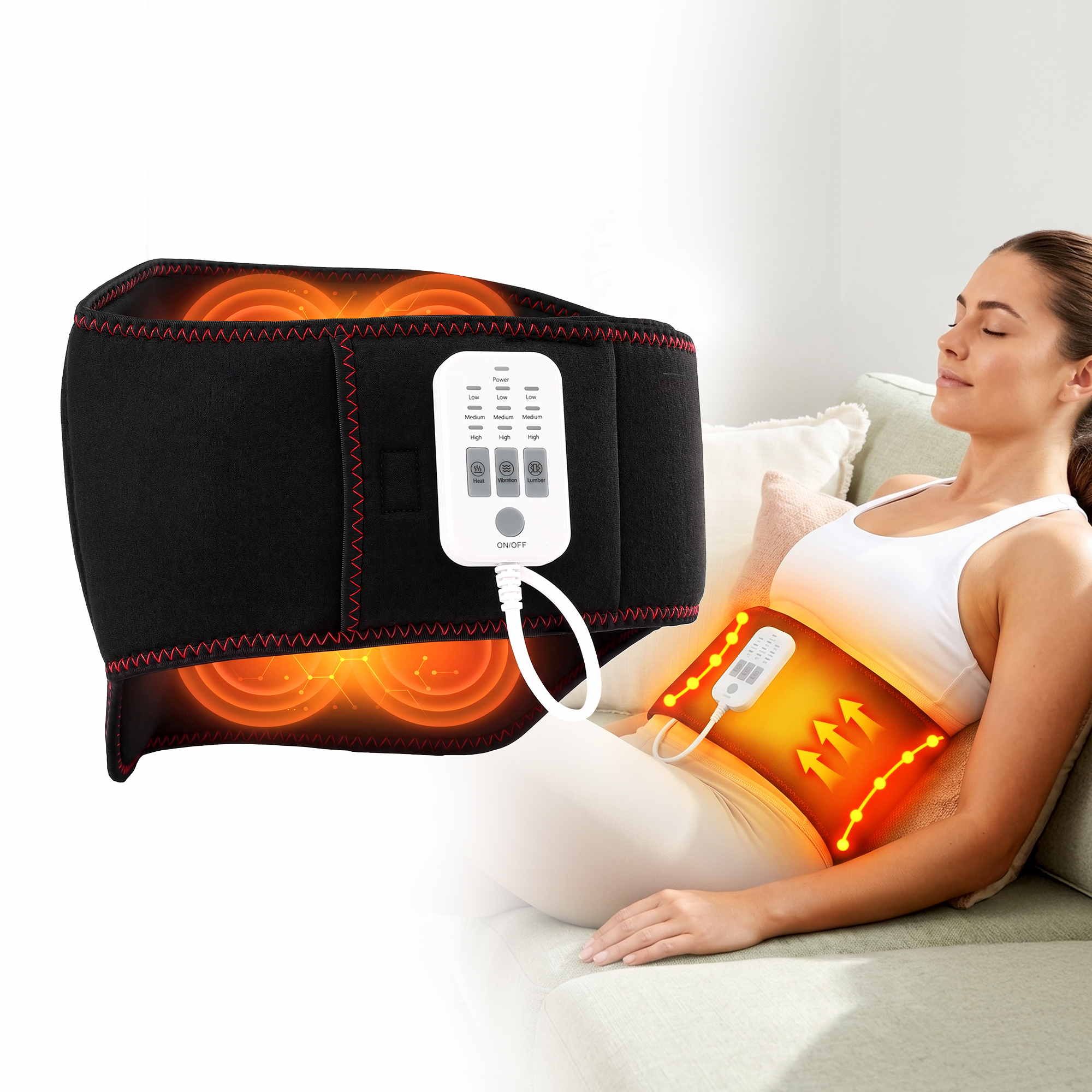 Livemor Back Massager for Sciatica Relief, Airbag Traction and Heat Lumbar Support Belt, 124cm - Image 1