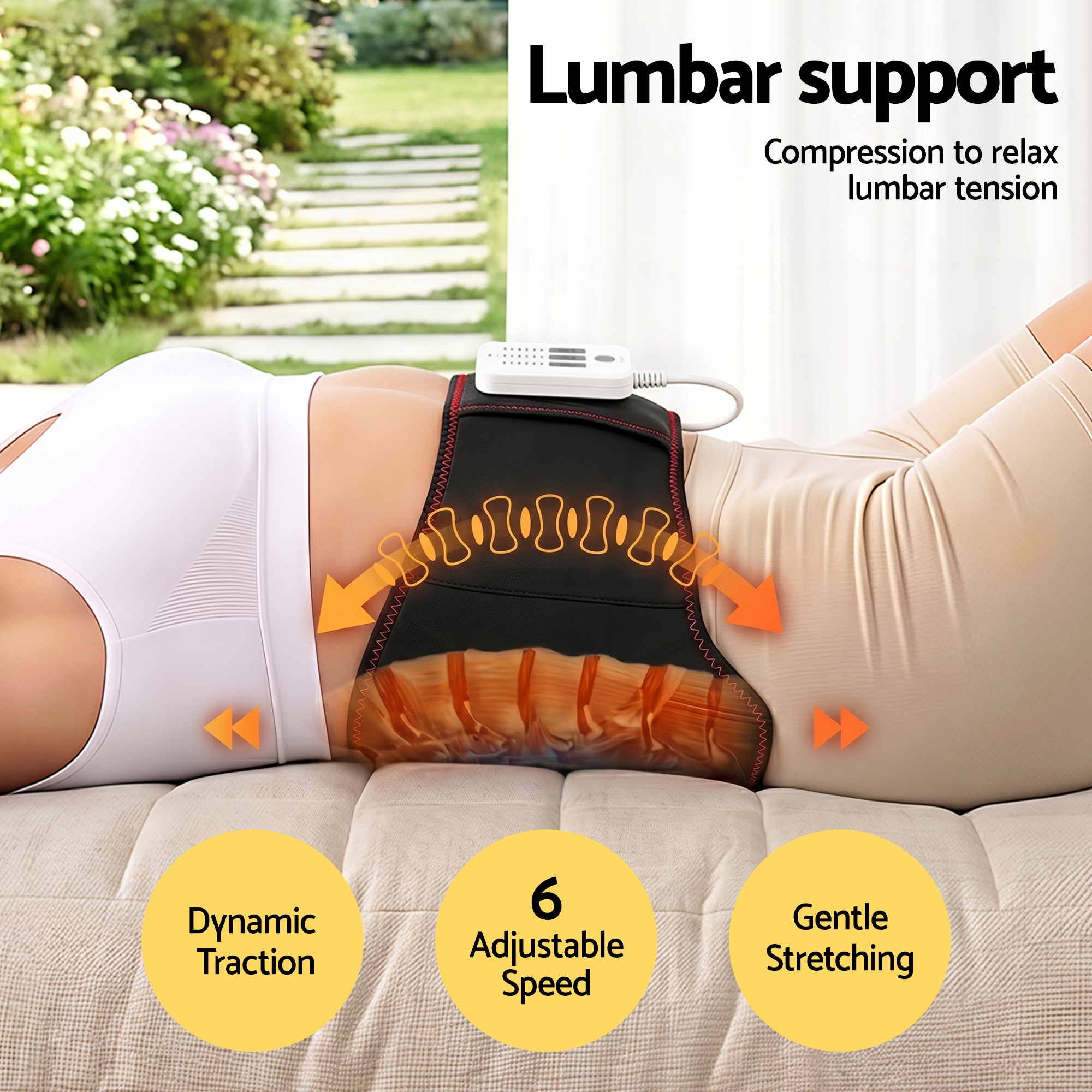 Livemor Back Massager for Sciatica Relief, Airbag Traction and Heat Lumbar Support Belt, 124cm - Image 8