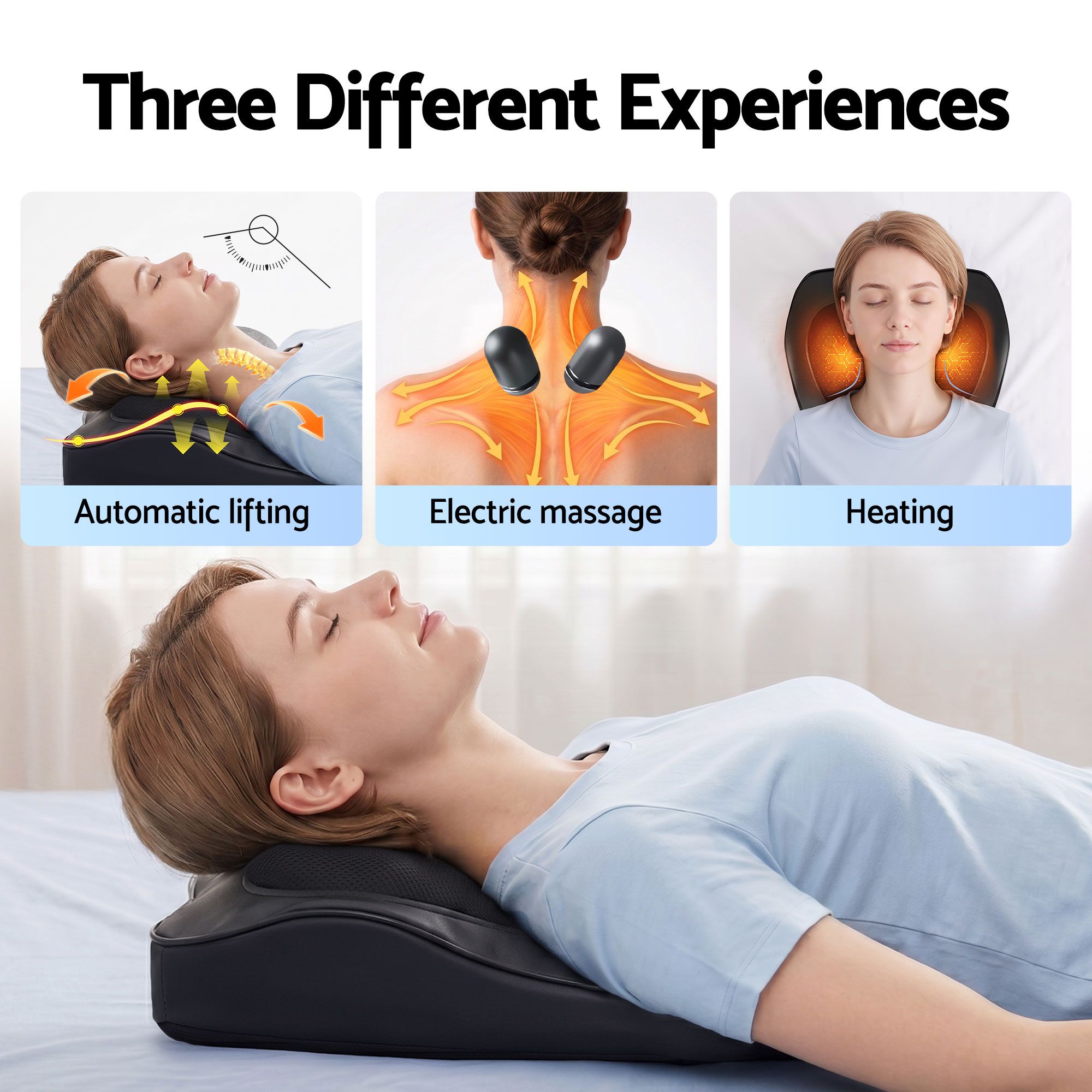 Livemor Back Massager with Heat and Traction, Neck and Shoulder Massage Pillow, Ergonomic Backrest for Office Chair & Sofa, Lumbar Support Cushion with 2-Level Thermal Relief, 6 Modes for Cervical & Full Body Pain Relief, Large - Image 4