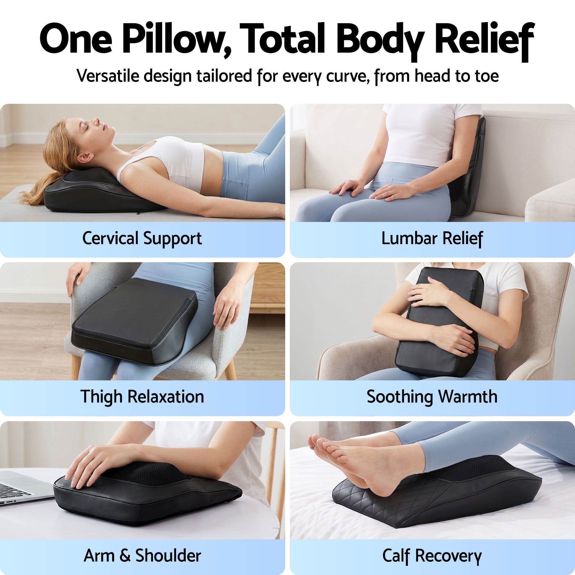 Livemor Back Massager with Heat and Traction, Neck and Shoulder Massage Pillow, Ergonomic Backrest for Office Chair & Sofa, Lumbar Support Cushion with 2-Level Thermal Relief, 6 Modes for Cervical & Full Body Pain Relief, Large - Image 8