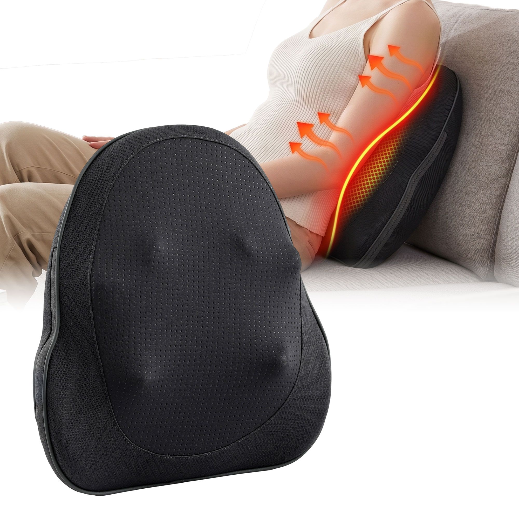 Livemor Back Massager with Heat, Cordless Electric Neck & Shoulder Massager Pillow, 3-Speed Deep Tissue Kneading for Lumbar, Thigh & Calf, Portable Muscle Relief for Home & Office Use - Image 1
