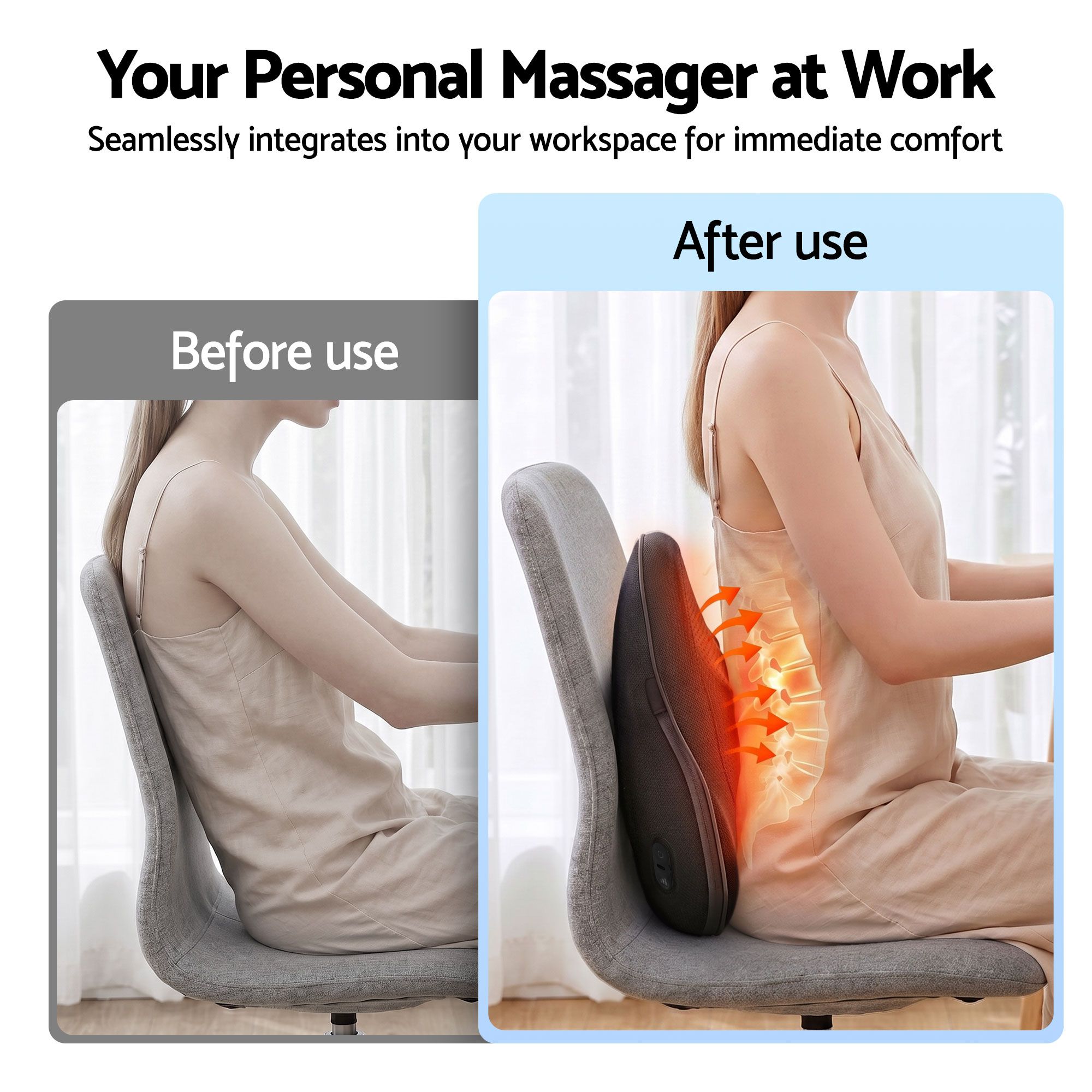 Livemor Back Massager with Heat, Cordless Electric Neck & Shoulder Massager Pillow, 3-Speed Deep Tissue Kneading for Lumbar, Thigh & Calf, Portable Muscle Relief for Home & Office Use - Image 5