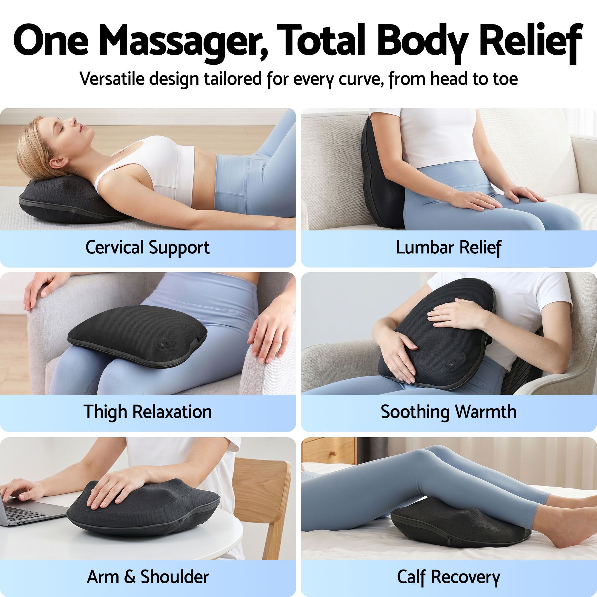 Livemor Back Massager with Heat, Cordless Electric Neck & Shoulder Massager Pillow, 3-Speed Deep Tissue Kneading for Lumbar, Thigh & Calf, Portable Muscle Relief for Home & Office Use - Image 6