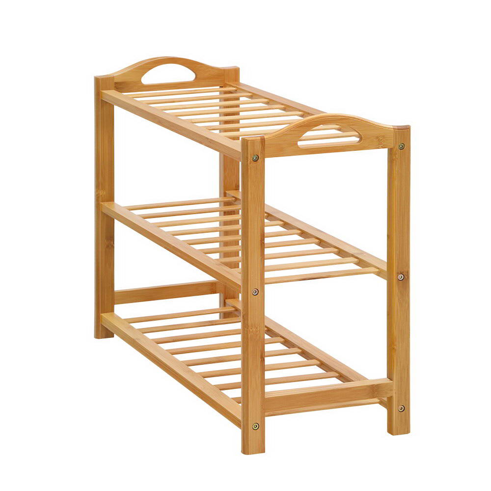 Artiss Shoe Rack Bamboo Shoe Storage 3-tier 9 Pairs - Image 3