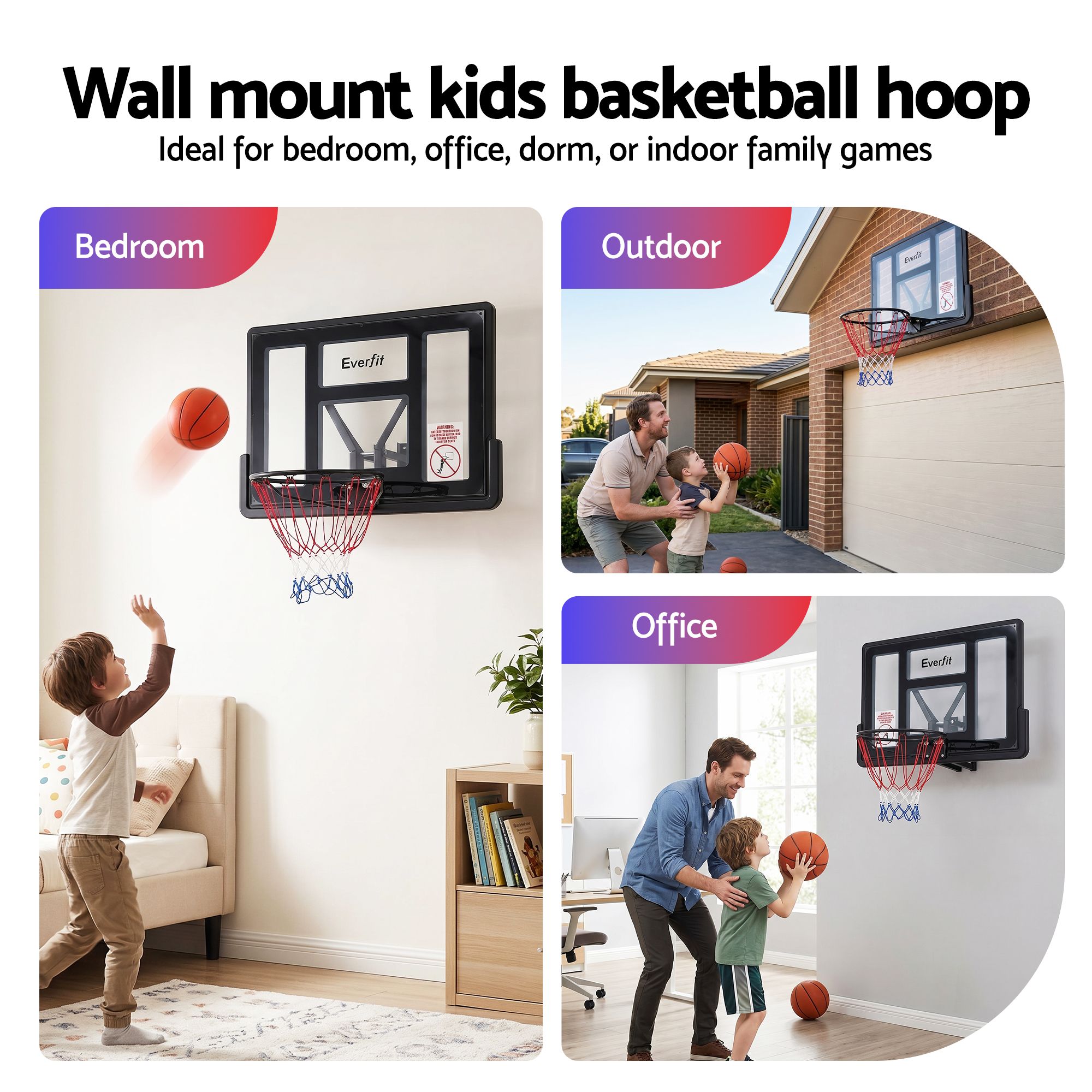 Everfit 43-Inch Wall Mount Kids Basketball Hoop Backboard Indoor Outdoor Sports - Image 6