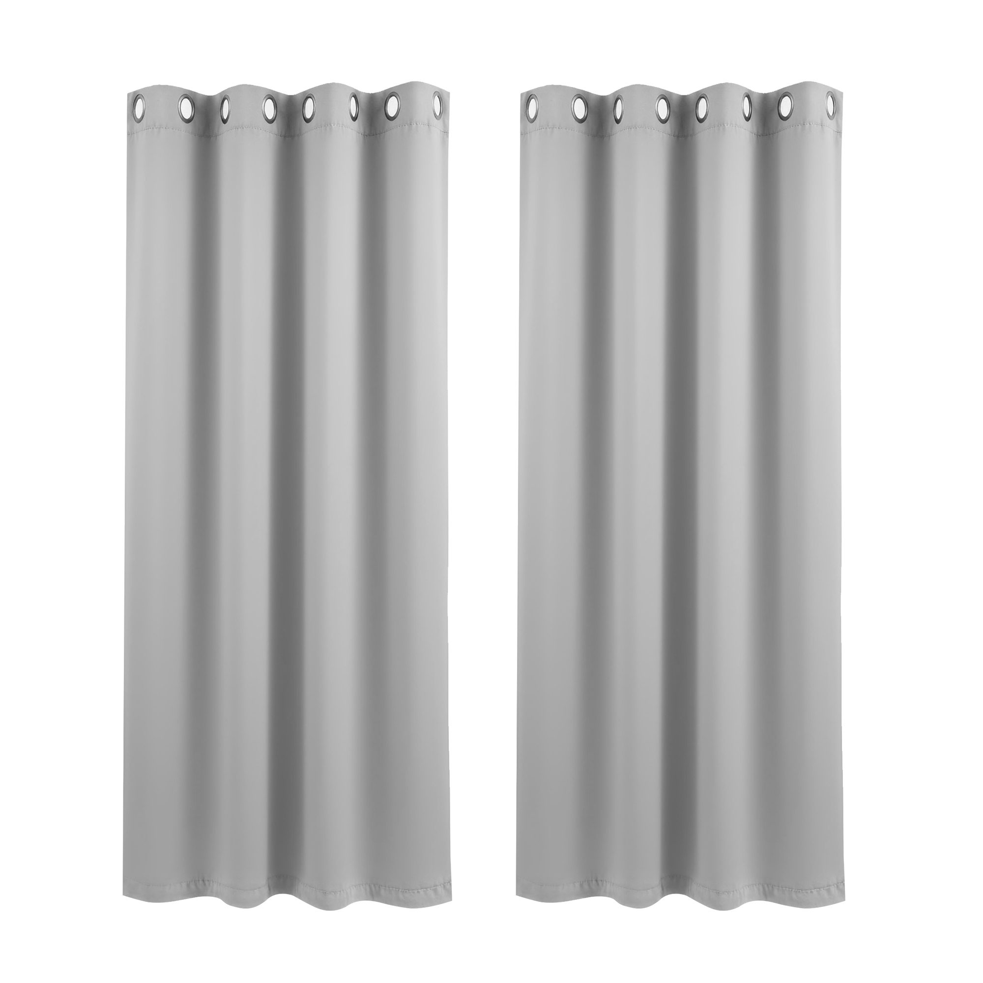 Artiss Blockout Curtains 2X 132x160cm Thermal Insulated Eyelet Drapes Grey - Image 2