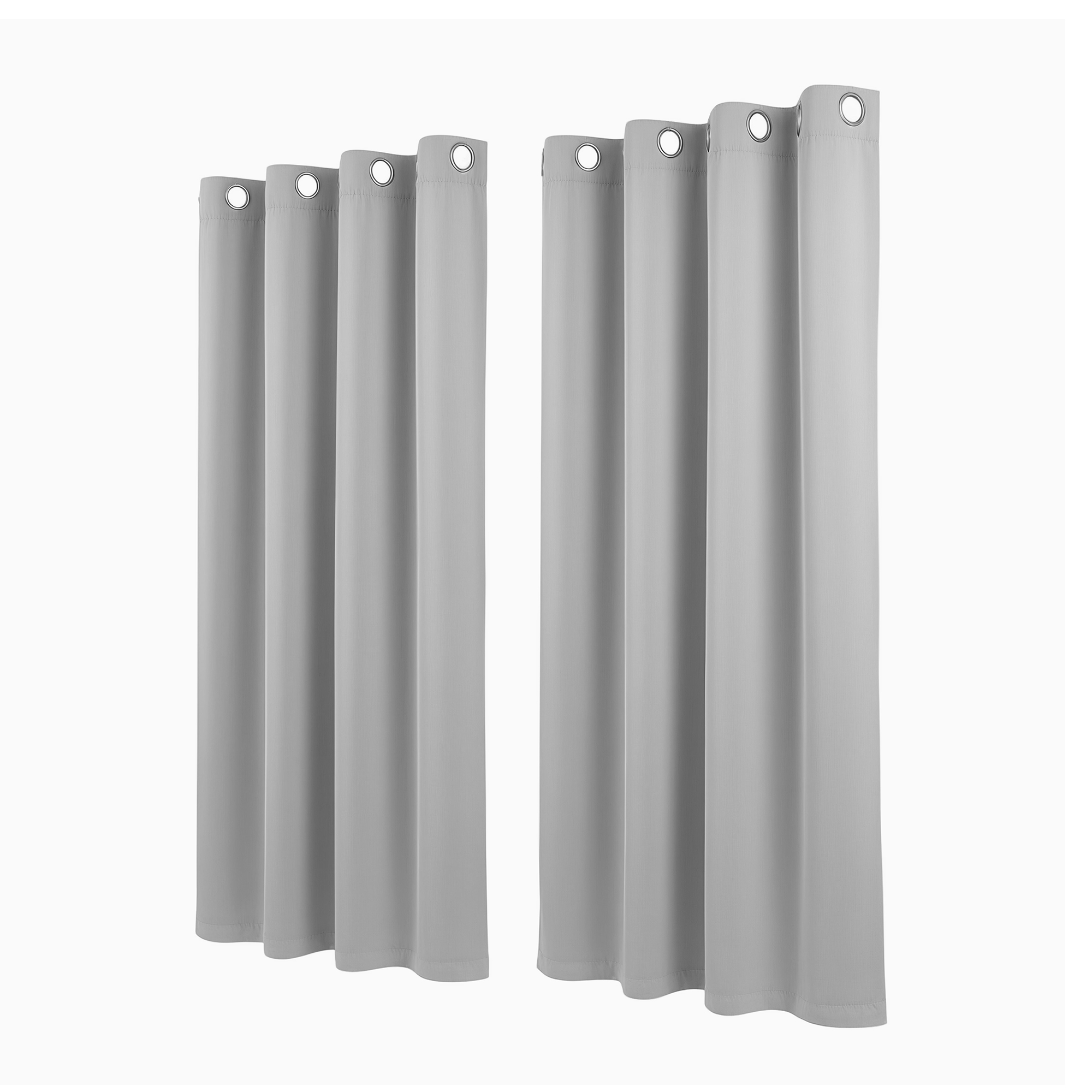 Artiss Blockout Curtains 2X 132x160cm Thermal Insulated Eyelet Drapes Grey - Image 4