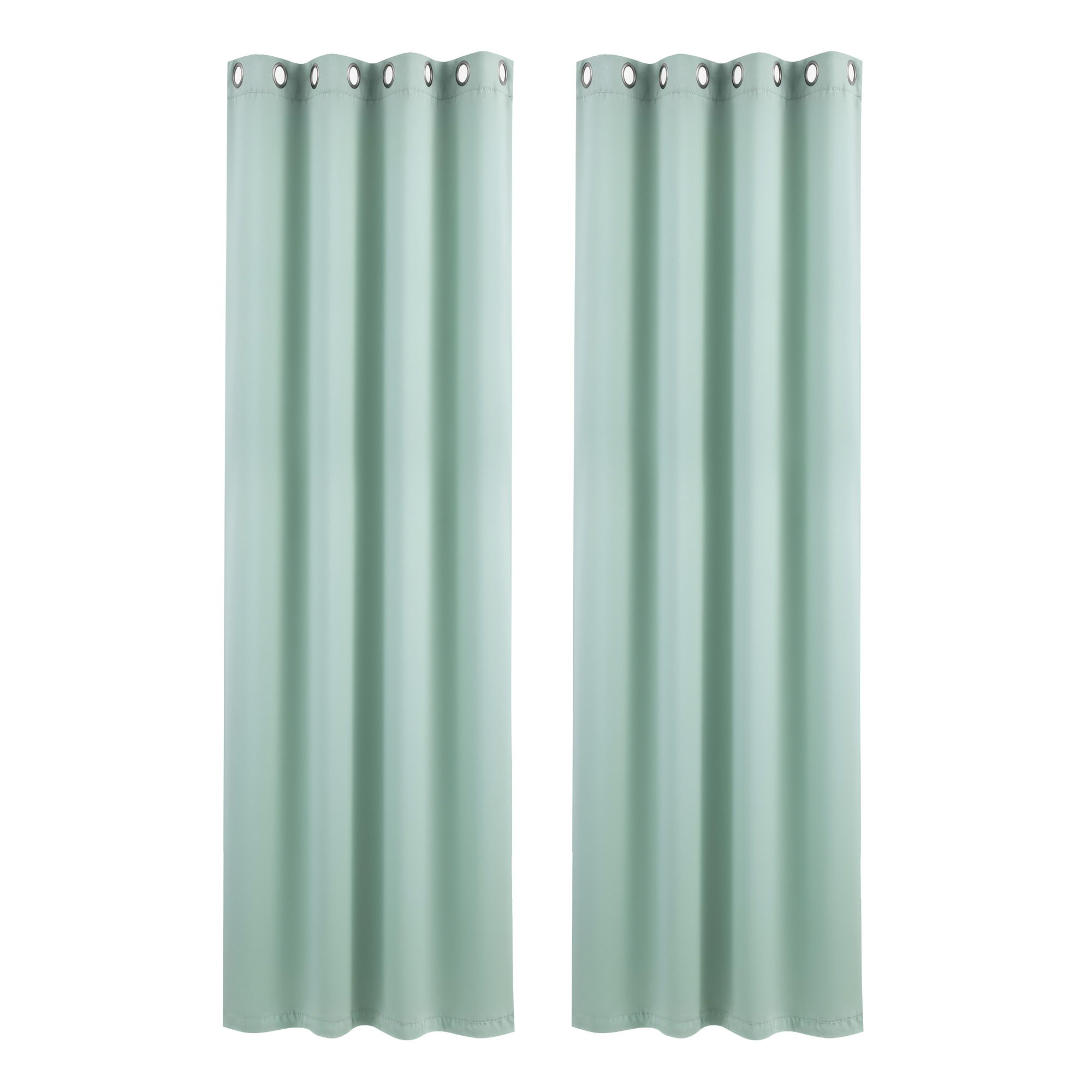 Artiss Blockout Curtains 2X 132x213cm Thermal Insulated Eyelet Drapes Green - Image 2