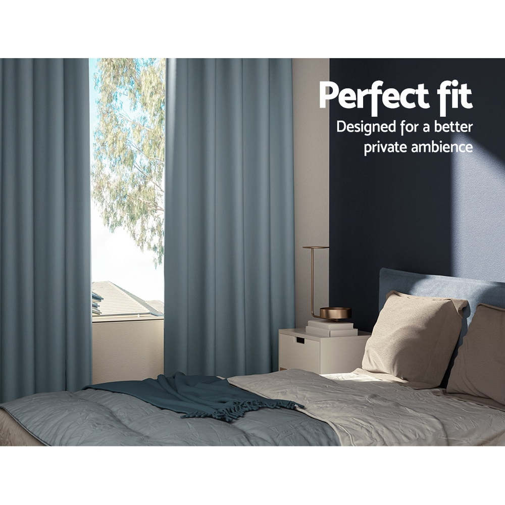 Artiss 2X Blockout Curtains Eyelet 240x230cm Grey - Image 3