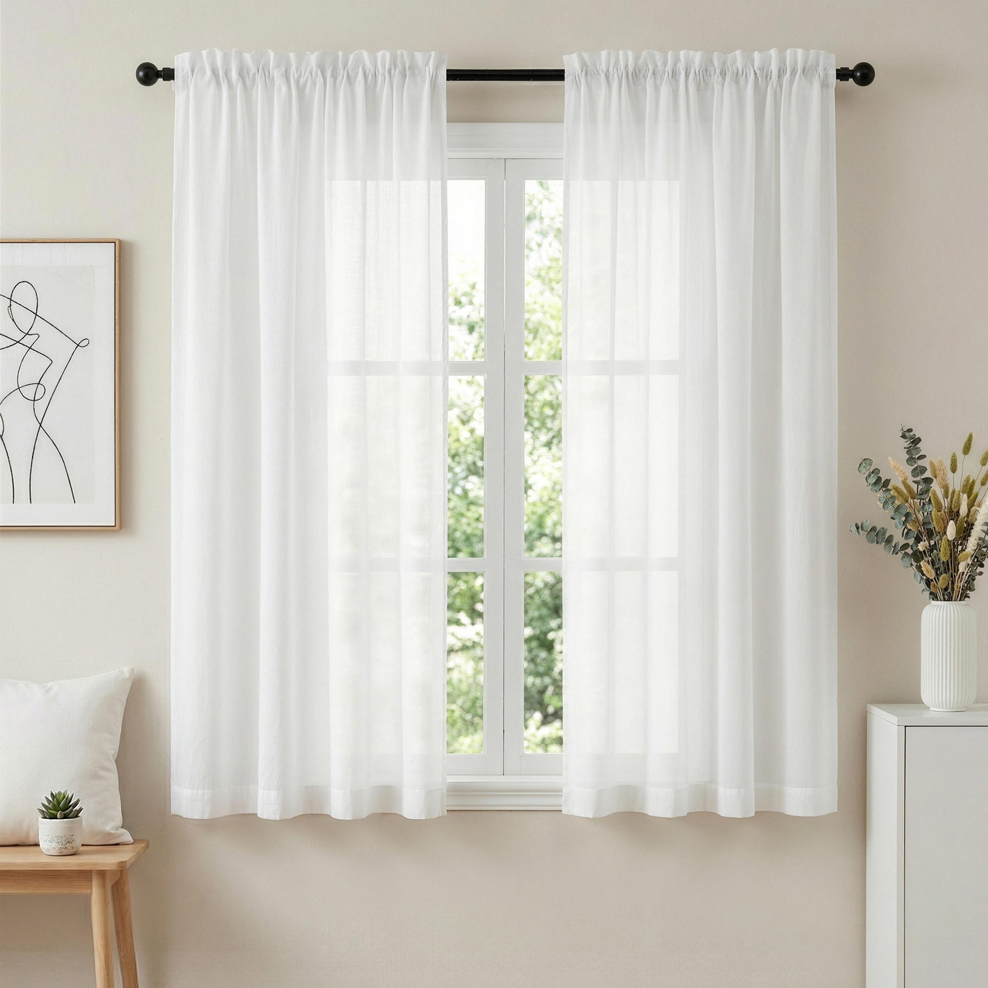 Artiss Blockout Curtains 2X 132x160cm Light Filtering Window Drapes Rod Pocket - Image 1
