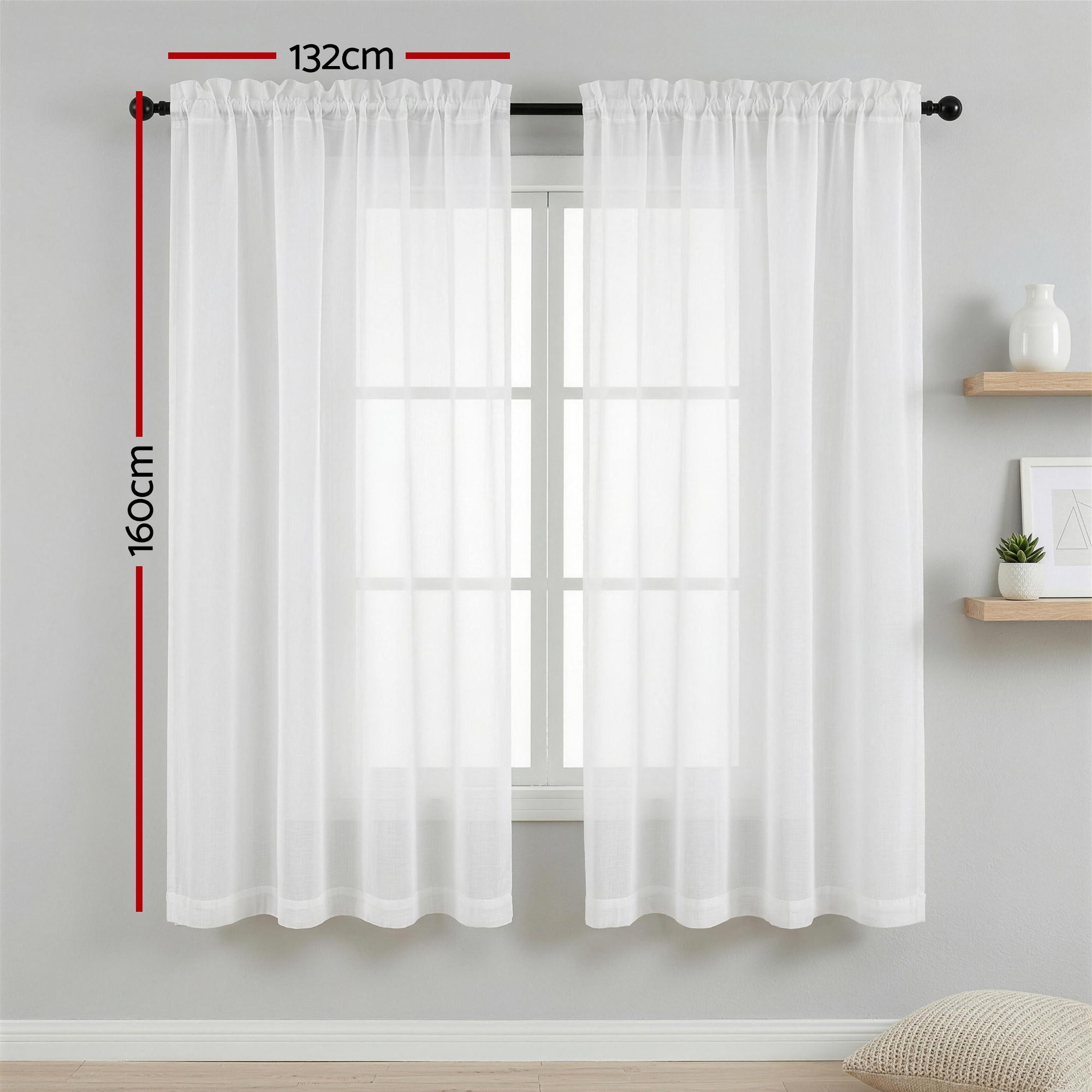 Artiss Blockout Curtains 2X 132x160cm Light Filtering Window Drapes Rod Pocket - Image 3