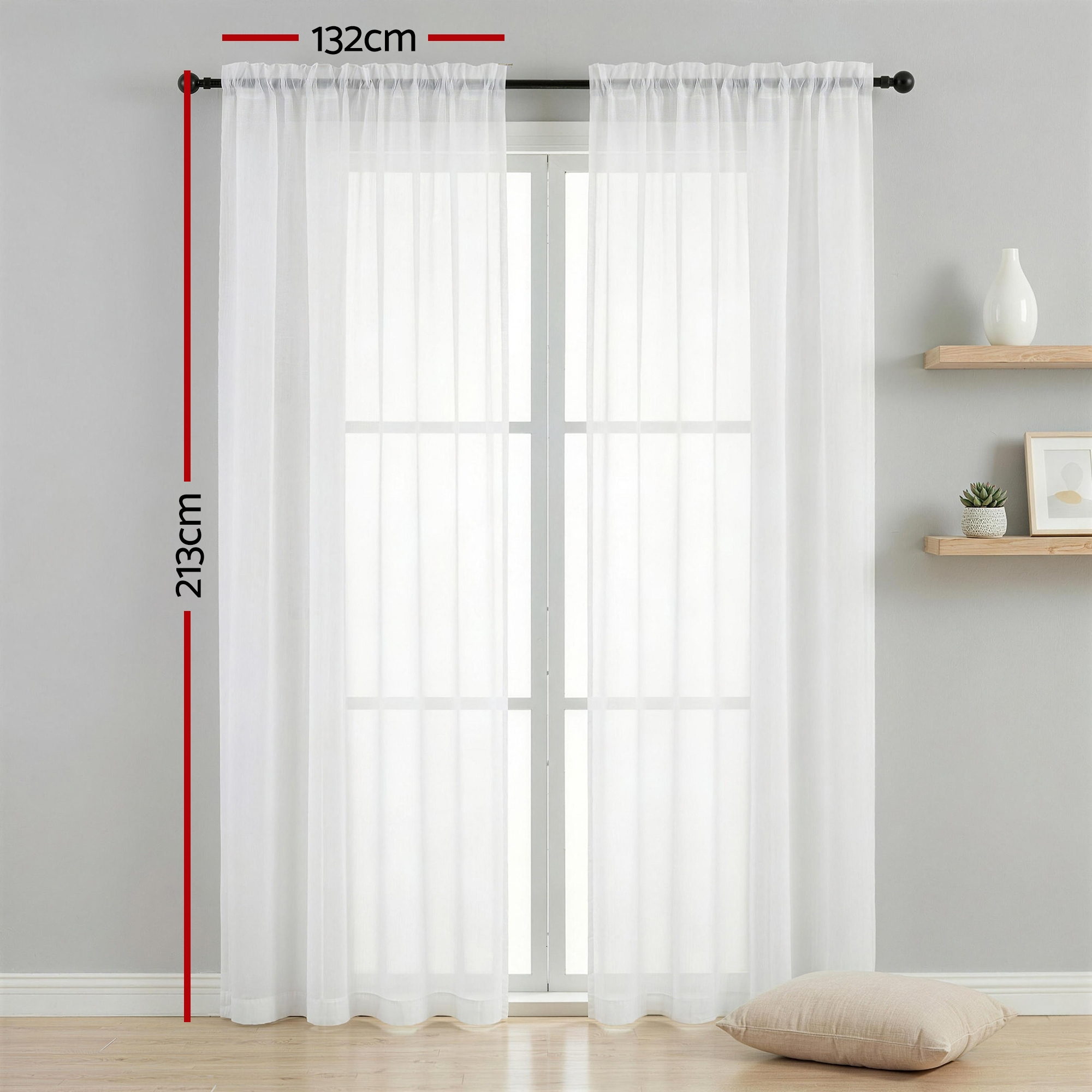 Artiss Blockout Curtains 2X 132x213cm Light Filtering Window Drapes Rod Pocket - Image 3