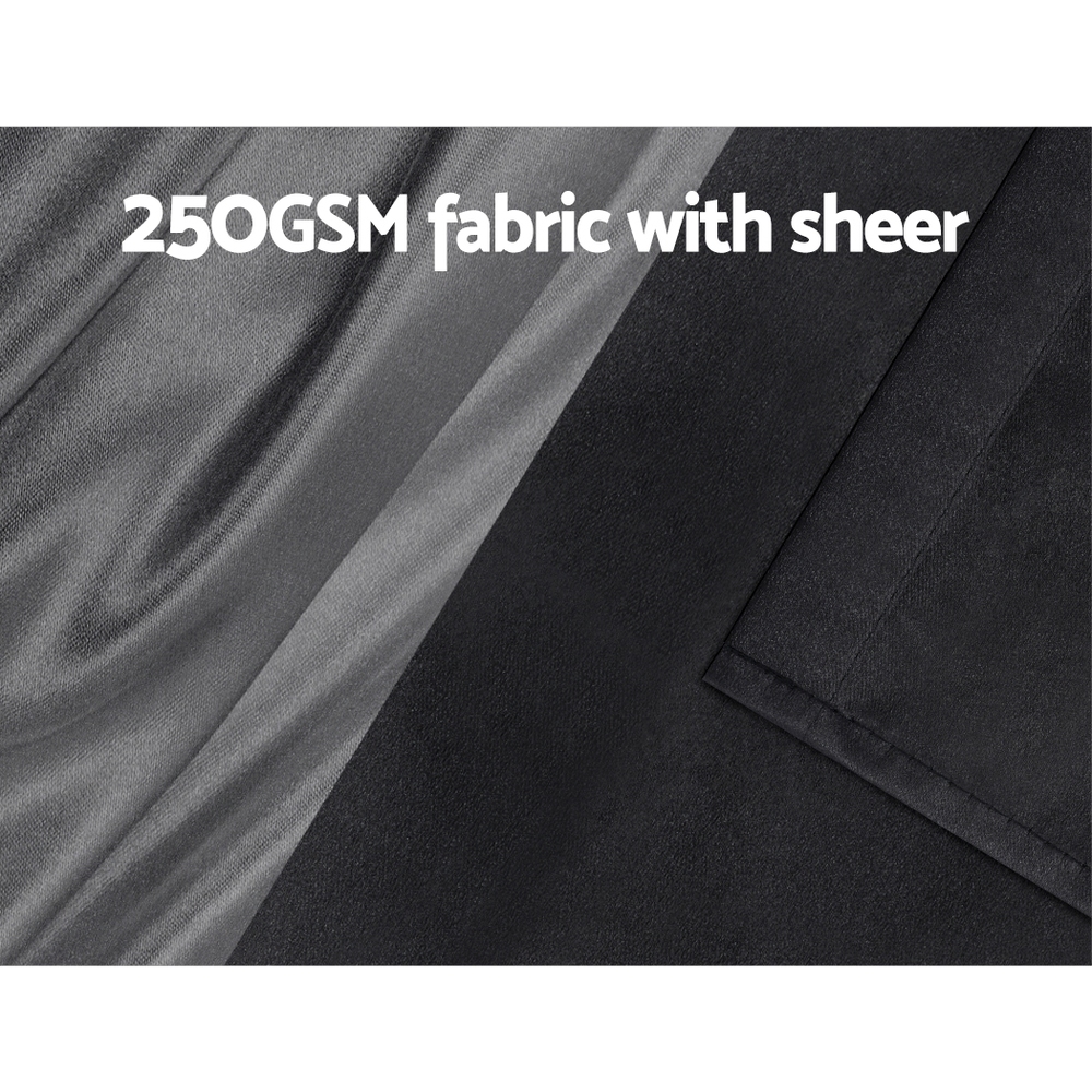 Artiss 2X 132x304cm Blockout Sheer Curtains Black - Image 5