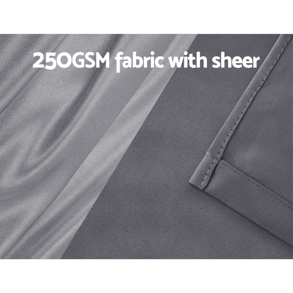 Artiss 2X 132x304cm Blockout Sheer Curtains Charcoal - Image 5