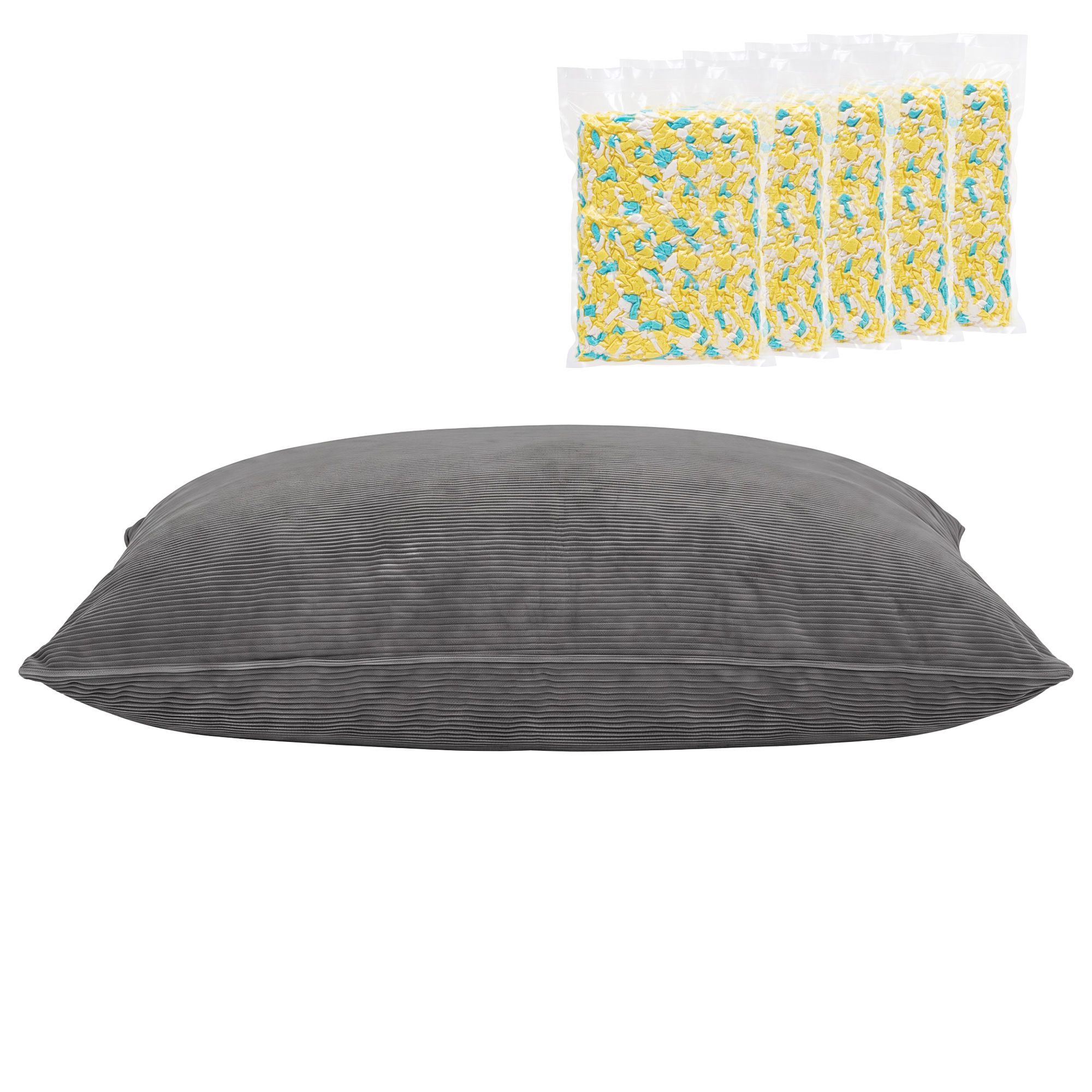 Artiss 3 in 1 Bean Bag Chair with Filler Convertible Bean Bag for Adults, Corduroy DIY Stuffed Bean Bag Sofa Washable for Living Room Bedroom, Grey - Image 3