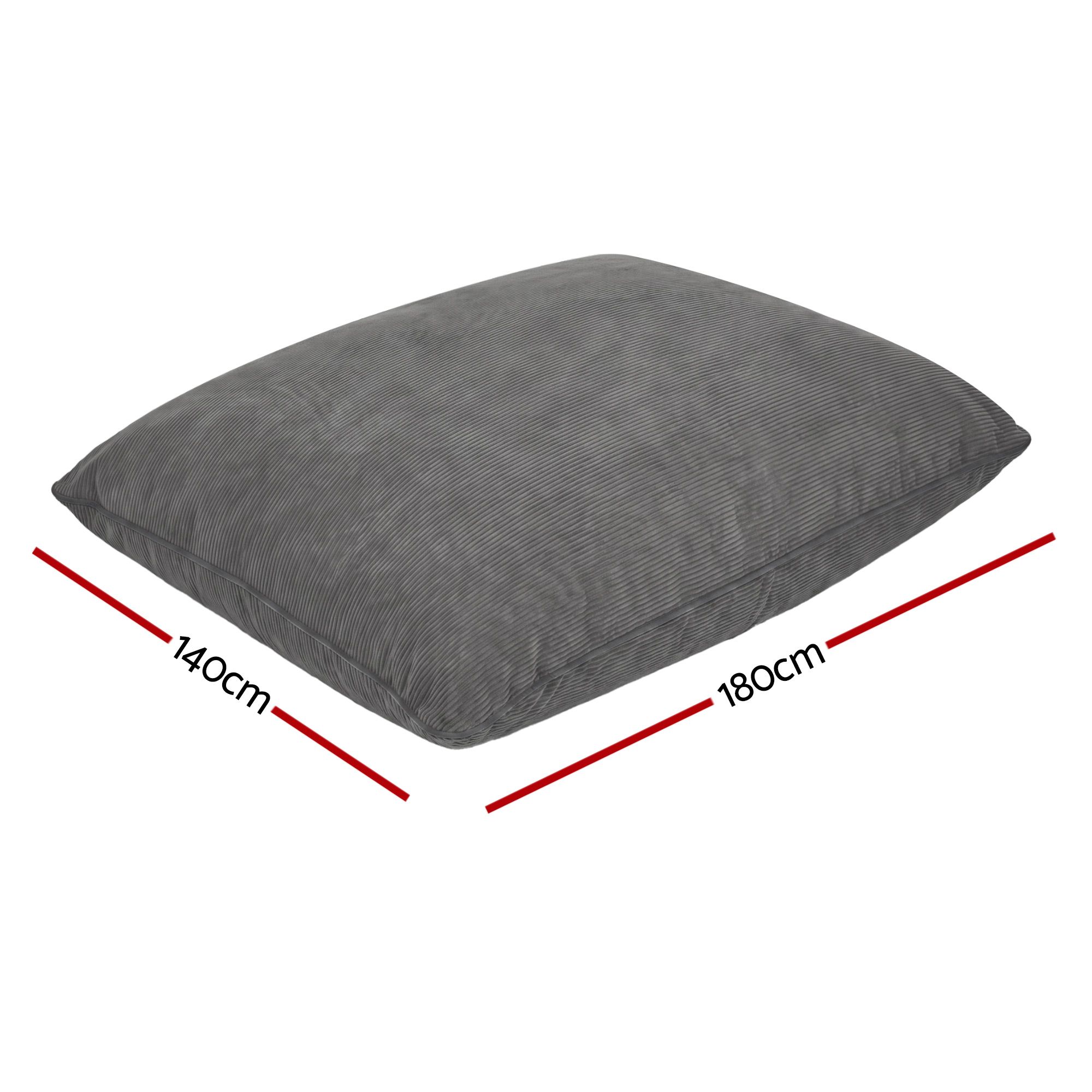 Artiss 3 in 1 Bean Bag Chair Cover (No Filler) Convertible Bean Bag for Adults, Corduroy Stuffed Animal Storage Bean Bag Cover Washable for Living Room Bedroom, Grey - Image 2