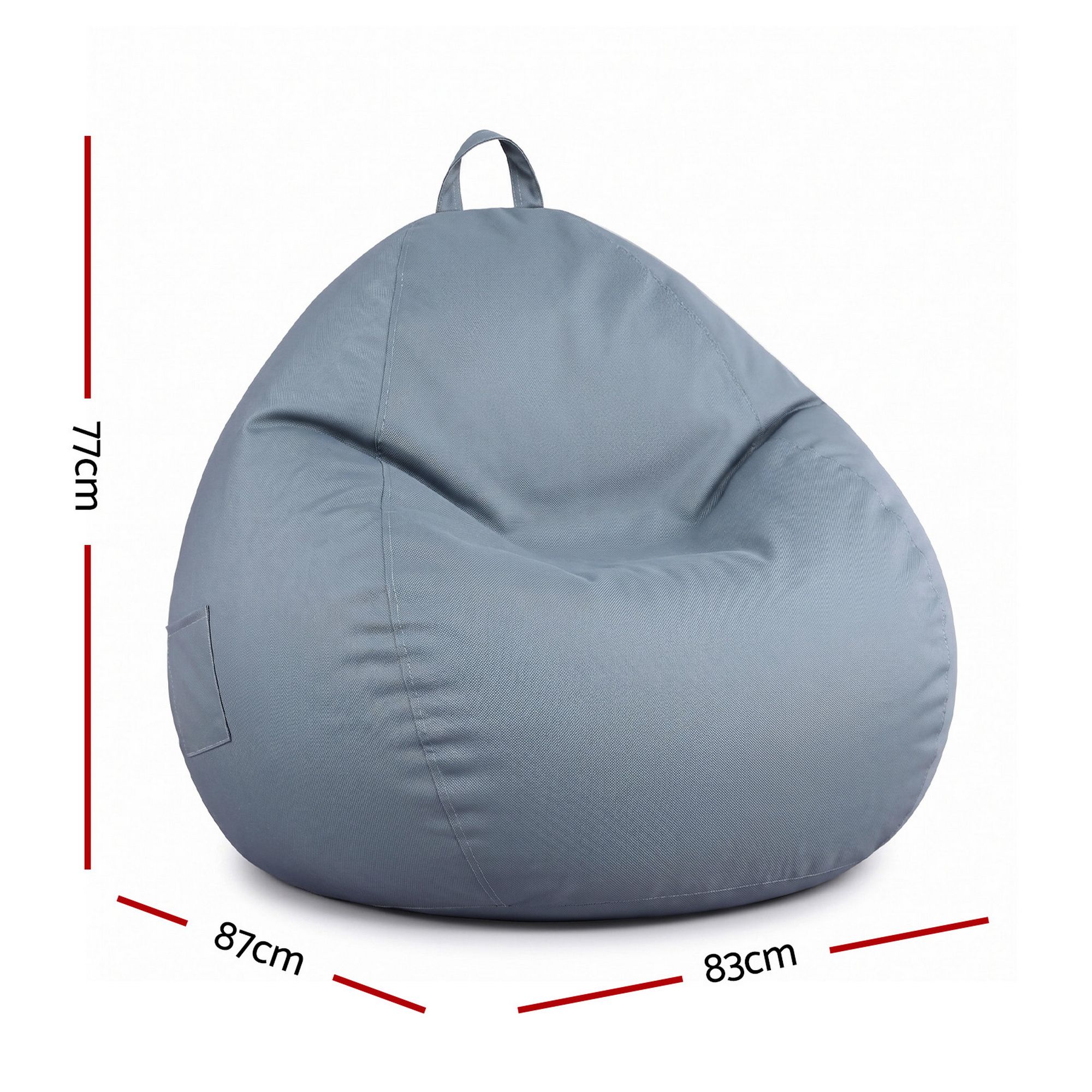 Artiss Outdoor Bean Bag Chair Cover (No Filler) Splash-Proof Beanbag Sofacover for Adults Teens Kids Stuffable Bean Bag Cover for Patio Poolside Relaxing, Grey - Image 2