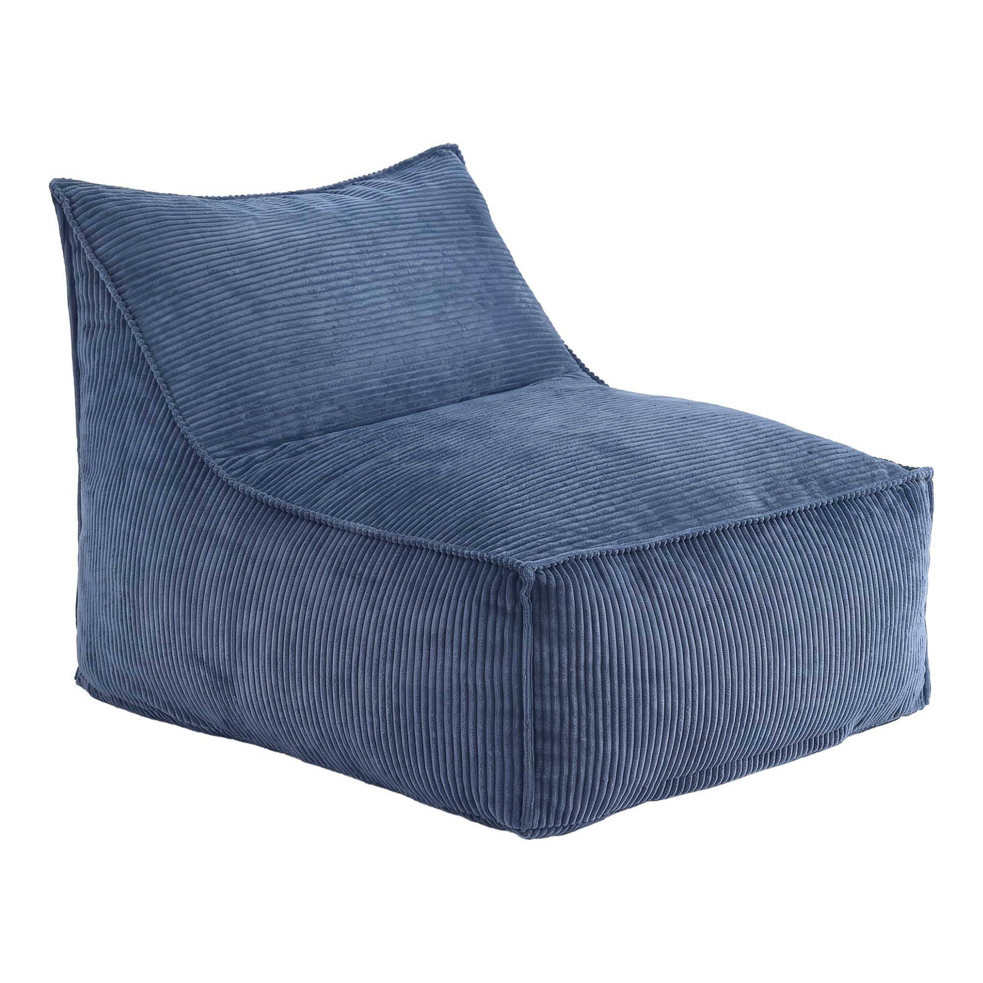 Artiss Bean Bag Chair Cover (No Filler) Soft Corduroy Stuffed Animal Storage Bean Bag Cover for Adults, Washable Lazy Sofa Cover for Living Room Bedroom, Blue - Image 1