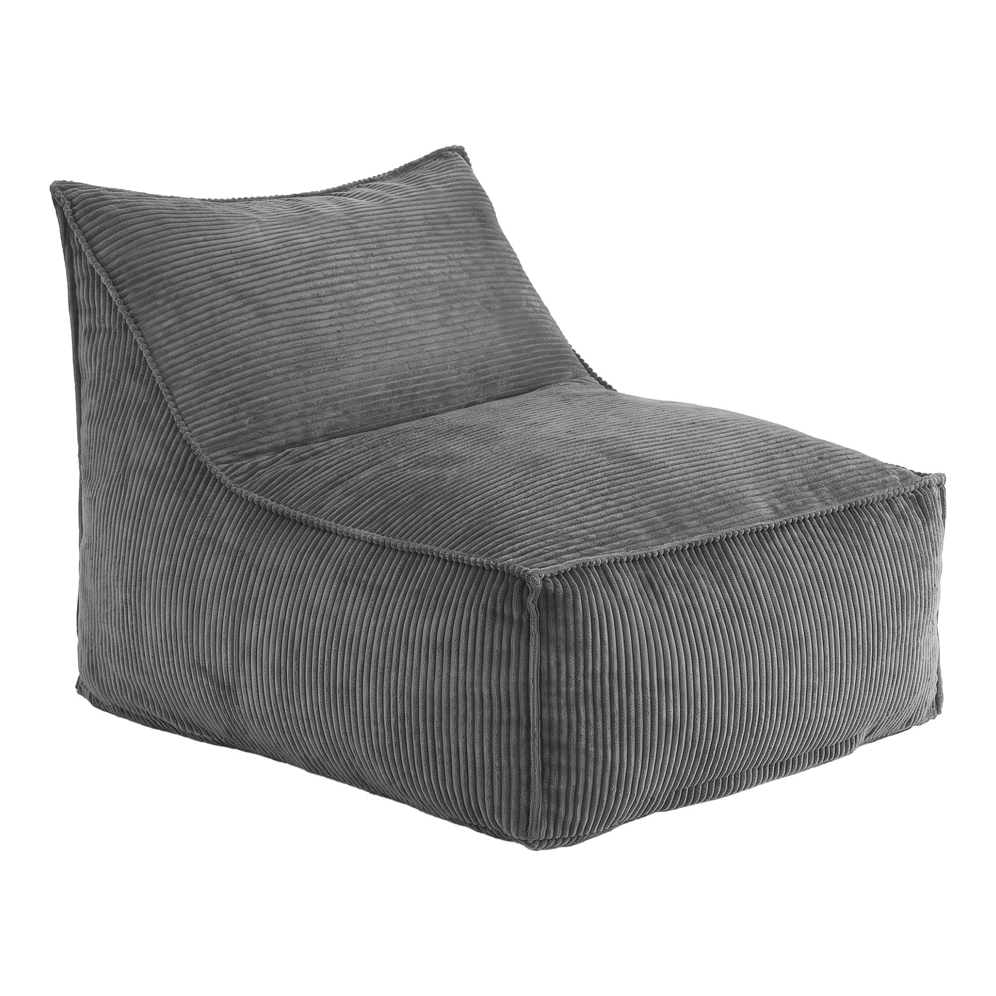 Artiss Bean Bag Chair Cover (No Filler) Soft Corduroy Stuffed Animal Storage Bean Bag Cover for Adults, Washable Lazy Sofa Cover for Living Room Bedroom, Grey - Image 1