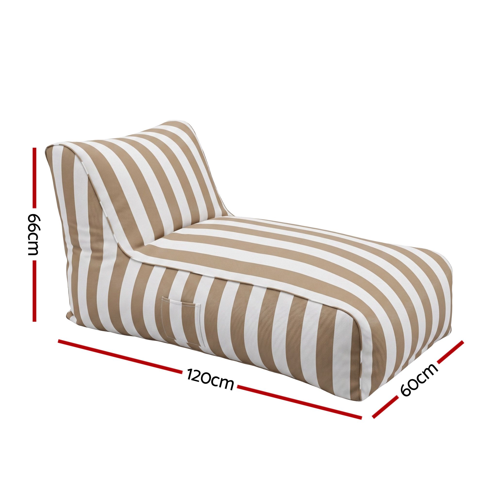Artiss Outdoor Bean Bag Chair Cover (No Filler) Splash-Proof Beanbag Lounge Sofacover Stuffed Animal Storage Bean Bag Cover for Patio Poolside Relaxing, Taupe - Image 2