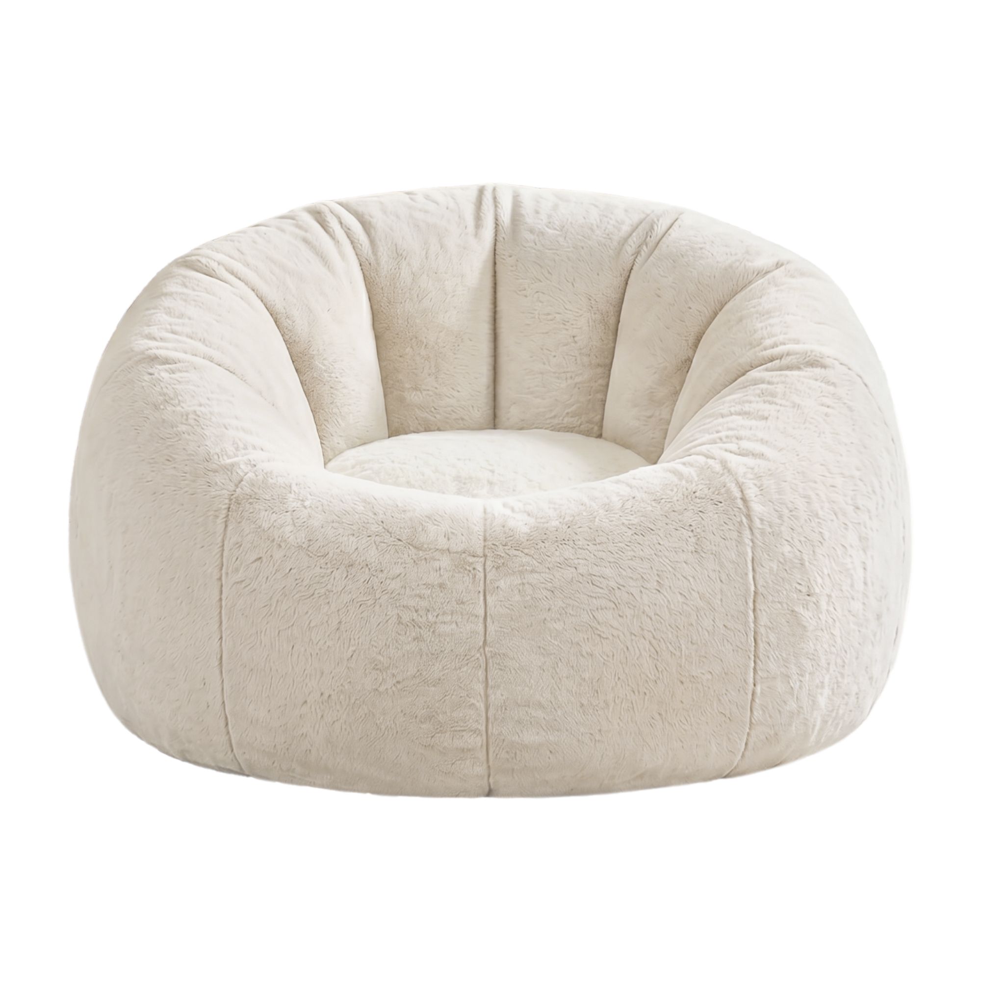Artiss Bean Bag Chair Cover (No Filler) Soft Faux Fur Beanbag Cover Large Round Stuffed Animal Storage Bean Bag Cover Washable Lazy Sofa Cover for Adults Kids Teens, Beige - Image 1