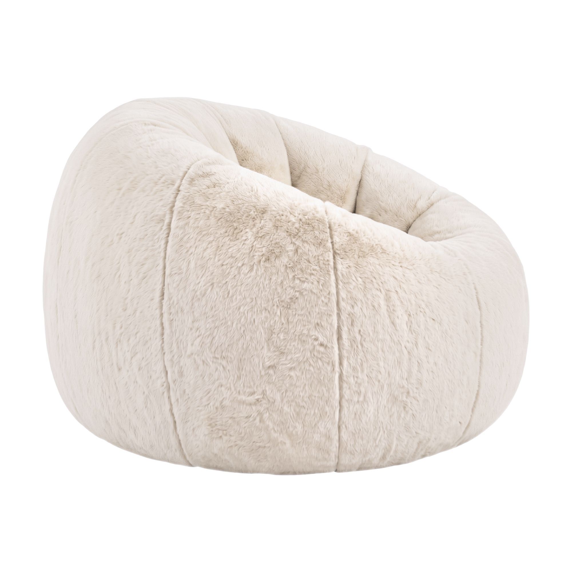 Artiss Bean Bag Chair Cover (No Filler) Soft Faux Fur Beanbag Cover Large Round Stuffed Animal Storage Bean Bag Cover Washable Lazy Sofa Cover for Adults Kids Teens, Beige - Image 3