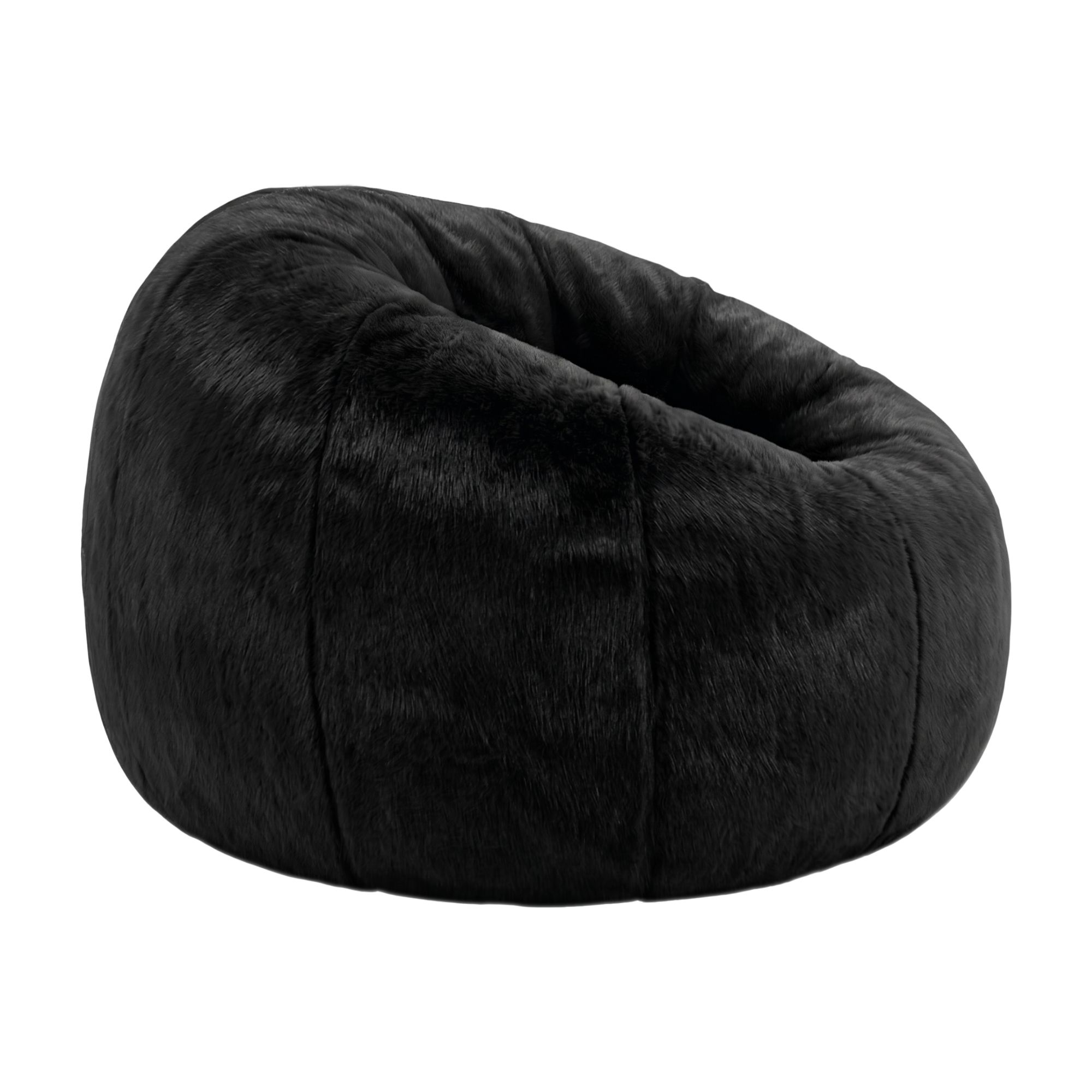 Artiss Bean Bag Chair Cover (No Filler) Soft Faux Fur Beanbag Cover Large Round Stuffed Animal Storage Bean Bag Cover Washable Lazy Sofa Cover for Adults Kids Teens, Black - Image 3