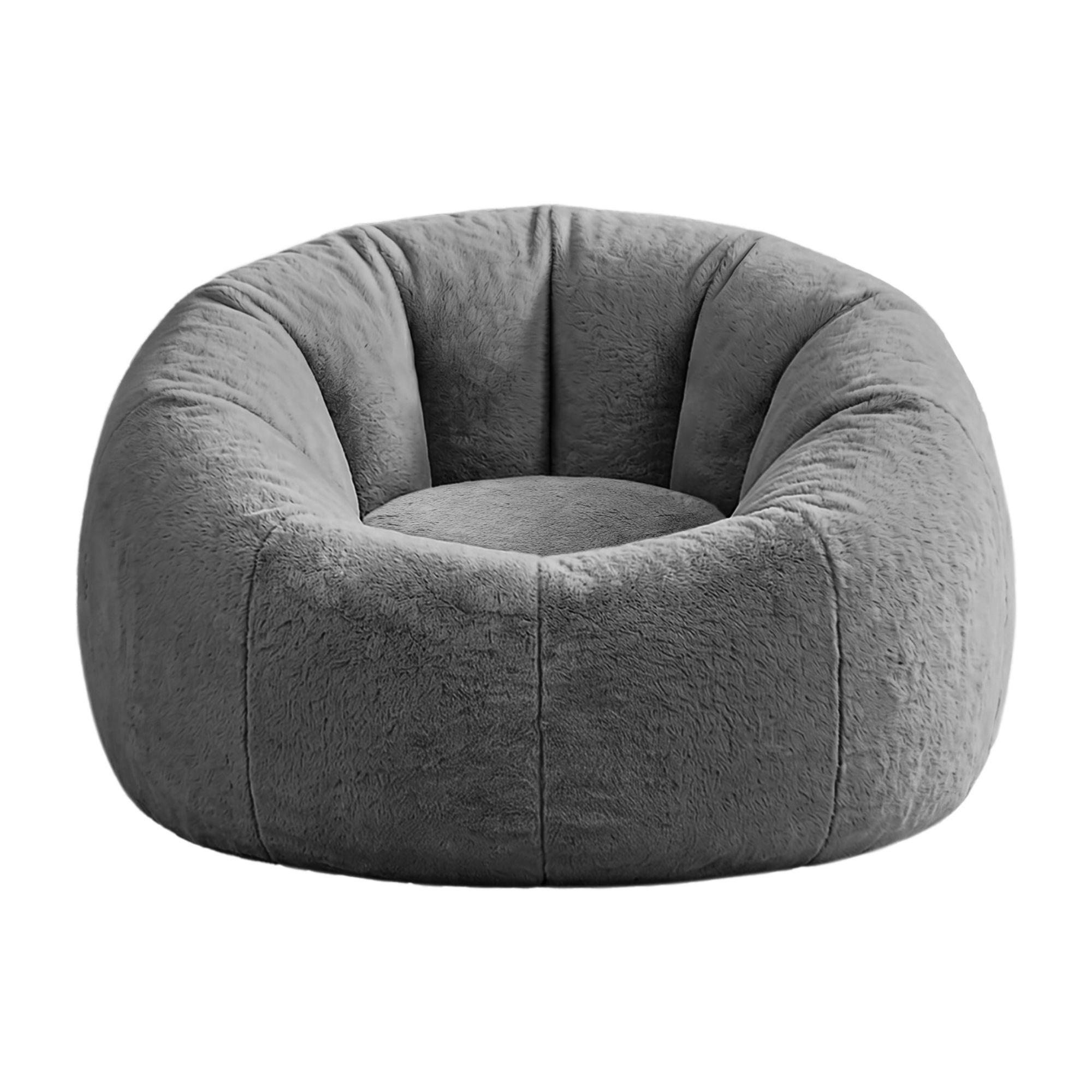 Artiss Bean Bag Chair Cover (No Filler) Soft Faux Fur Beanbag Cover Large Round Stuffed Animal Storage Bean Bag Cover Washable Lazy Sofa Cover for Adults Kids Teens, Grey - Image 1