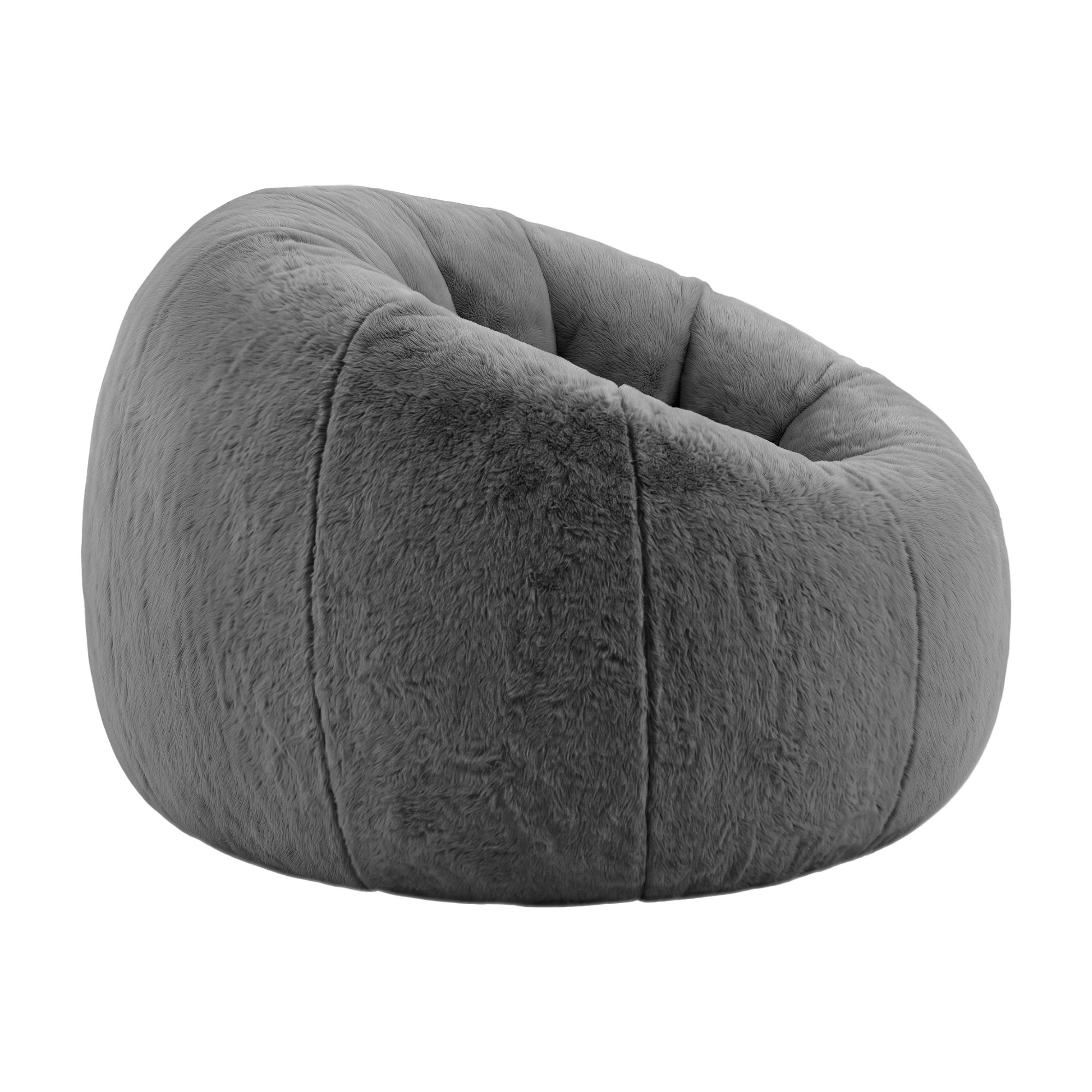 Artiss Bean Bag Chair Cover (No Filler) Soft Faux Fur Beanbag Cover Large Round Stuffed Animal Storage Bean Bag Cover Washable Lazy Sofa Cover for Adults Kids Teens, Grey - Image 3