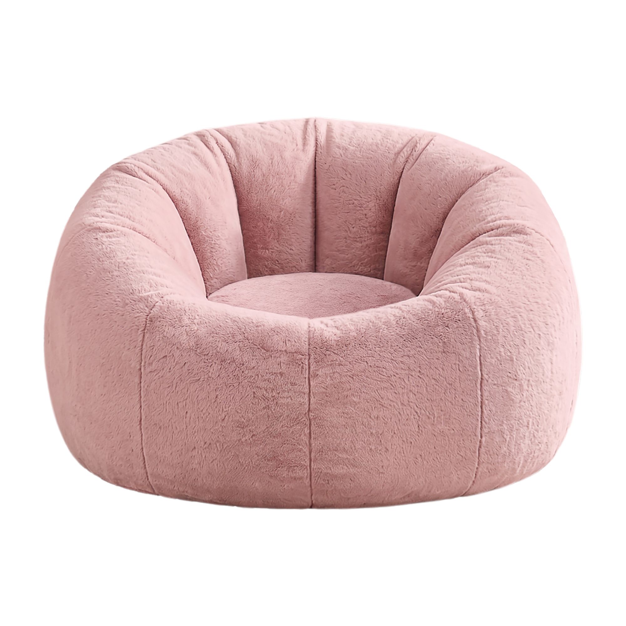 Artiss Bean Bag Chair Cover (No Filler) Soft Faux Fur Beanbag Cover Large Round Stuffed Animal Storage Bean Bag Cover Washable Lazy Sofa Cover for Adults Kids Teens, Pink - Image 1