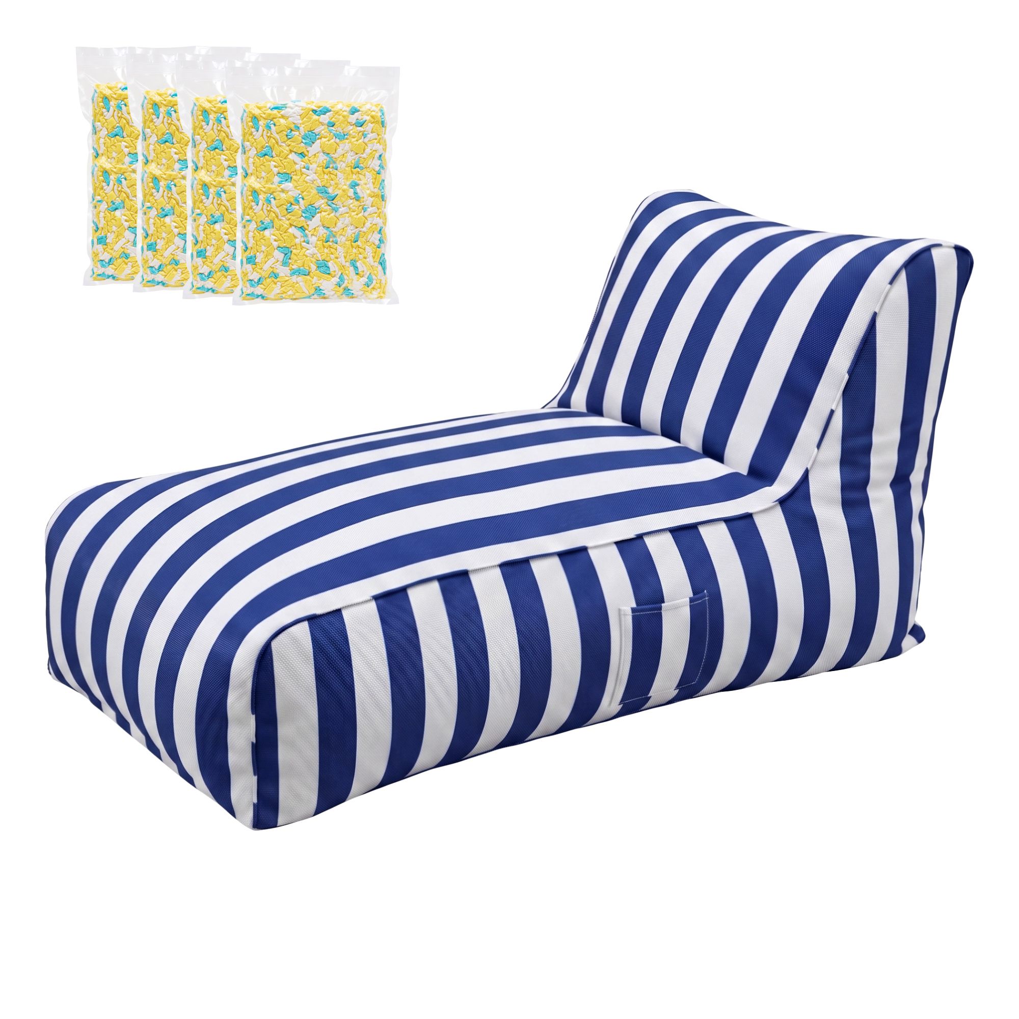 Artiss Outdoor Bean Bag Chair with Filler Splash-Proof Beanbag Lounge DIY Stuffed Animal Storage Bean Bag Washable for Patio Poolside Relaxing, Blue - Image 1