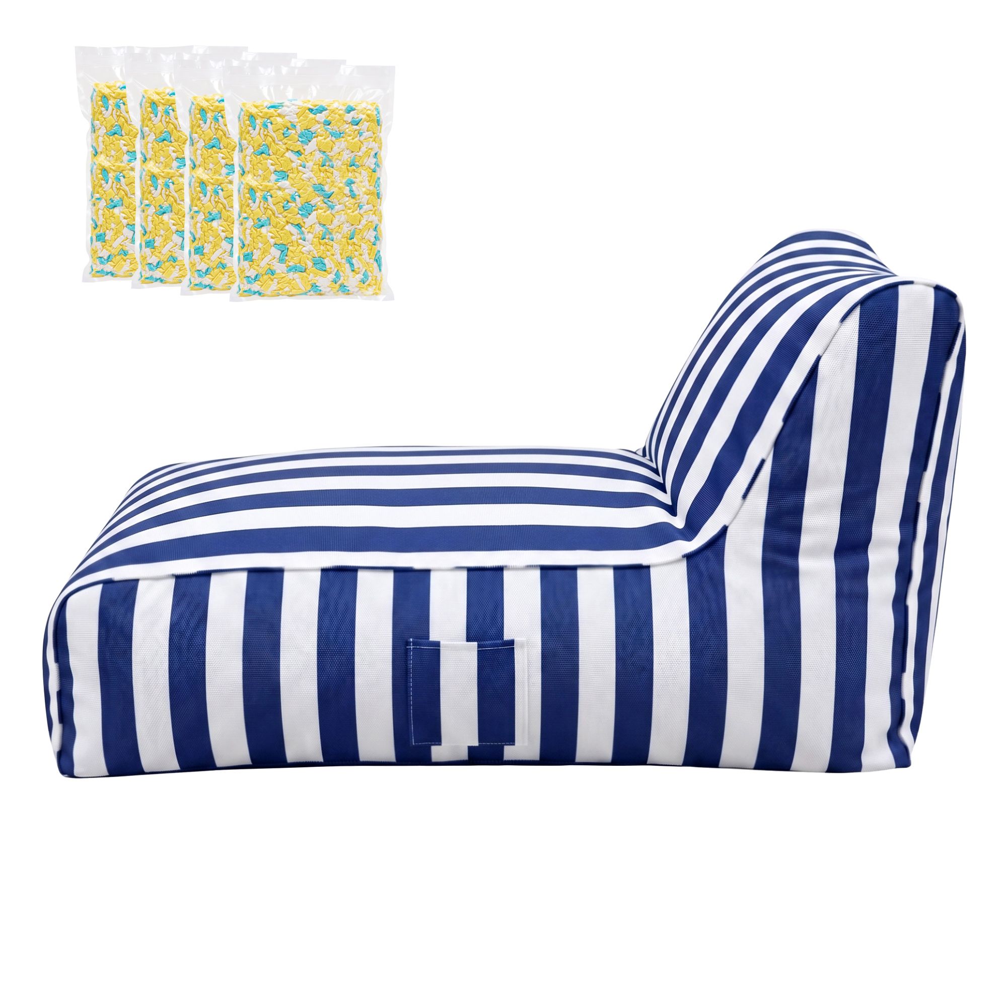 Artiss Outdoor Bean Bag Chair with Filler Splash-Proof Beanbag Lounge DIY Stuffed Animal Storage Bean Bag Washable for Patio Poolside Relaxing, Blue - Image 3