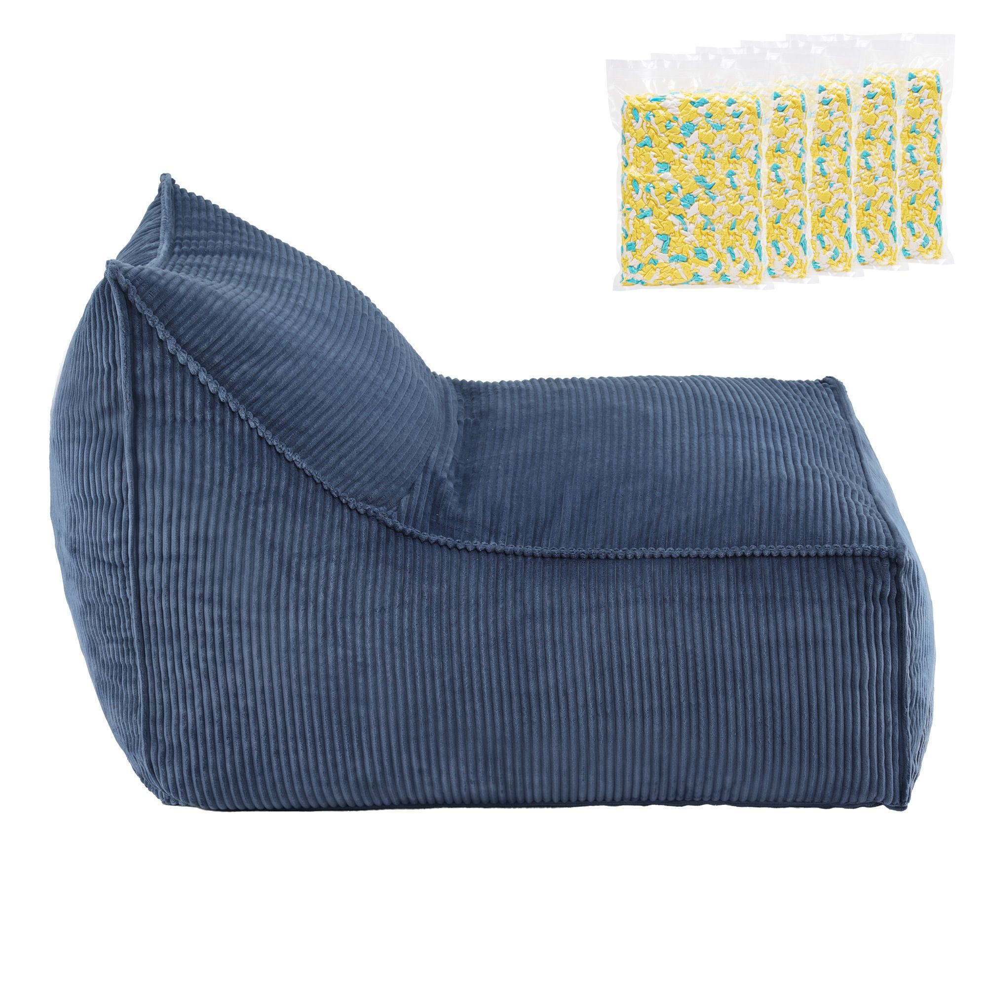 Artiss Bean Bag Chair Cover with Filler Soft Corduroy DIY Stuffed Animal Storage Bean Bag for Adults, Washable Lazy Sofa for Living Room Bedroom, Blue - Image 3