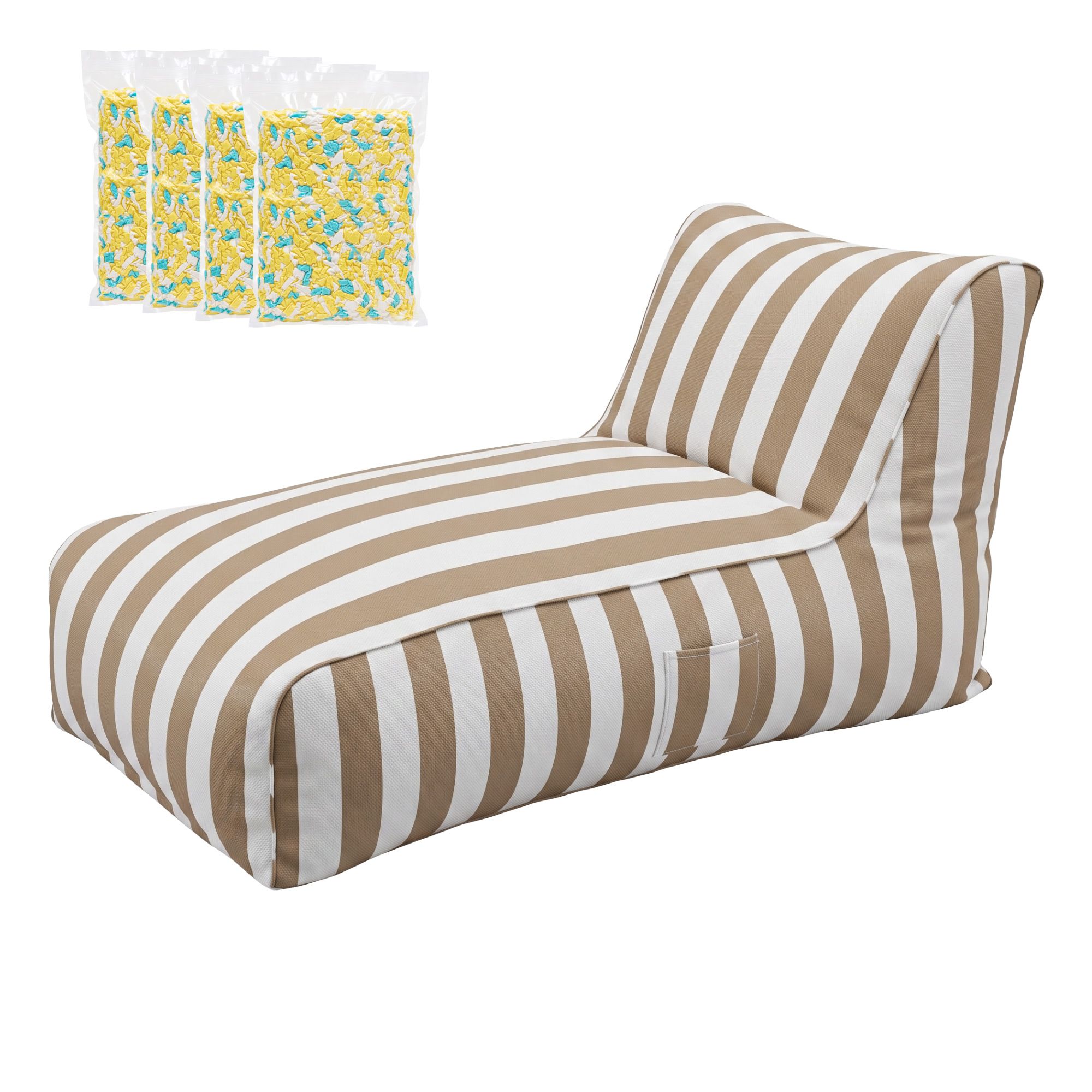 Artiss Outdoor Bean Bag Chair with Filler Splash-Proof Beanbag Lounge DIY Stuffed Animal Storage Bean Bag Washable for Patio Poolside Relaxing, Taupe - Image 1