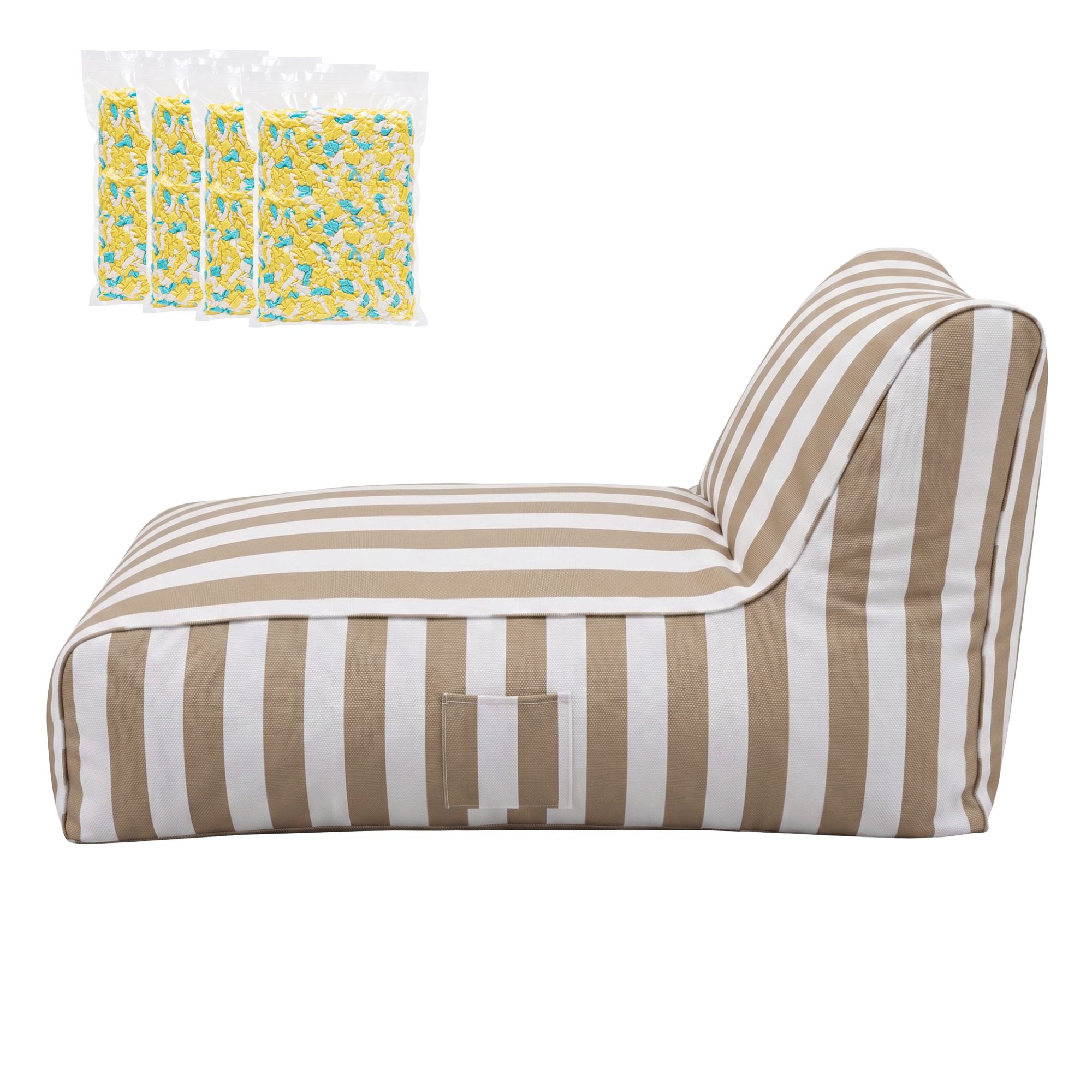 Artiss Outdoor Bean Bag Chair with Filler Splash-Proof Beanbag Lounge DIY Stuffed Animal Storage Bean Bag Washable for Patio Poolside Relaxing, Taupe - Image 3