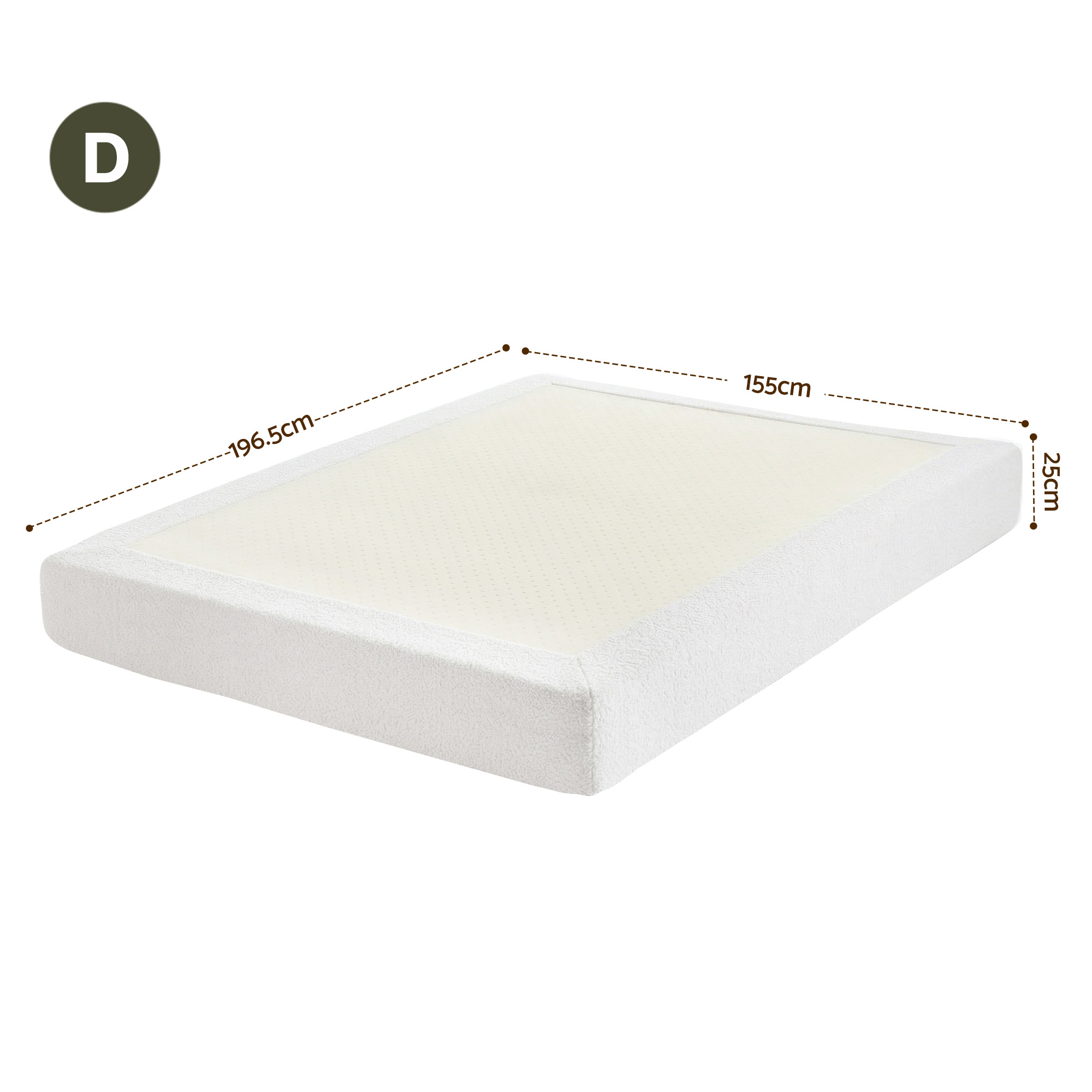 Artiss Compression Bed Frame Double Size No Assembly Vacuum High Density Sponge Boucle Cream White - Image 2