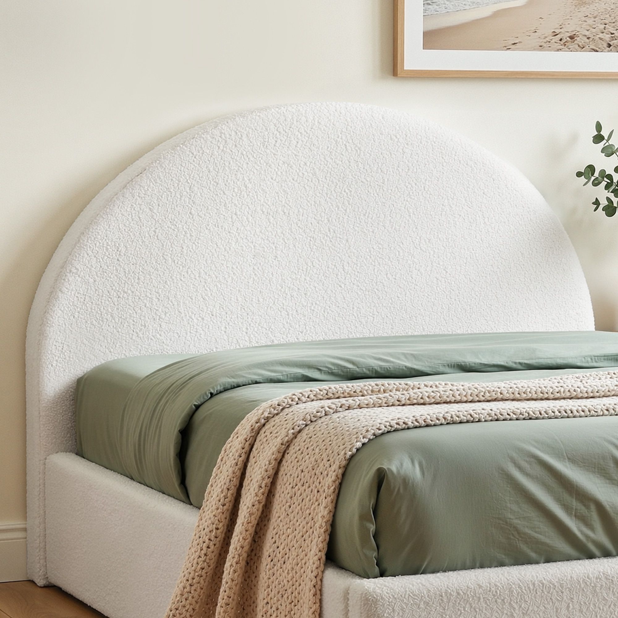 Artiss Double Size Headboard for Bed Frame Boucle Fabric No-Assembly Vacuum Compressed Soft Backrest with Removable Washable Cover 154cm Wide - Image 1