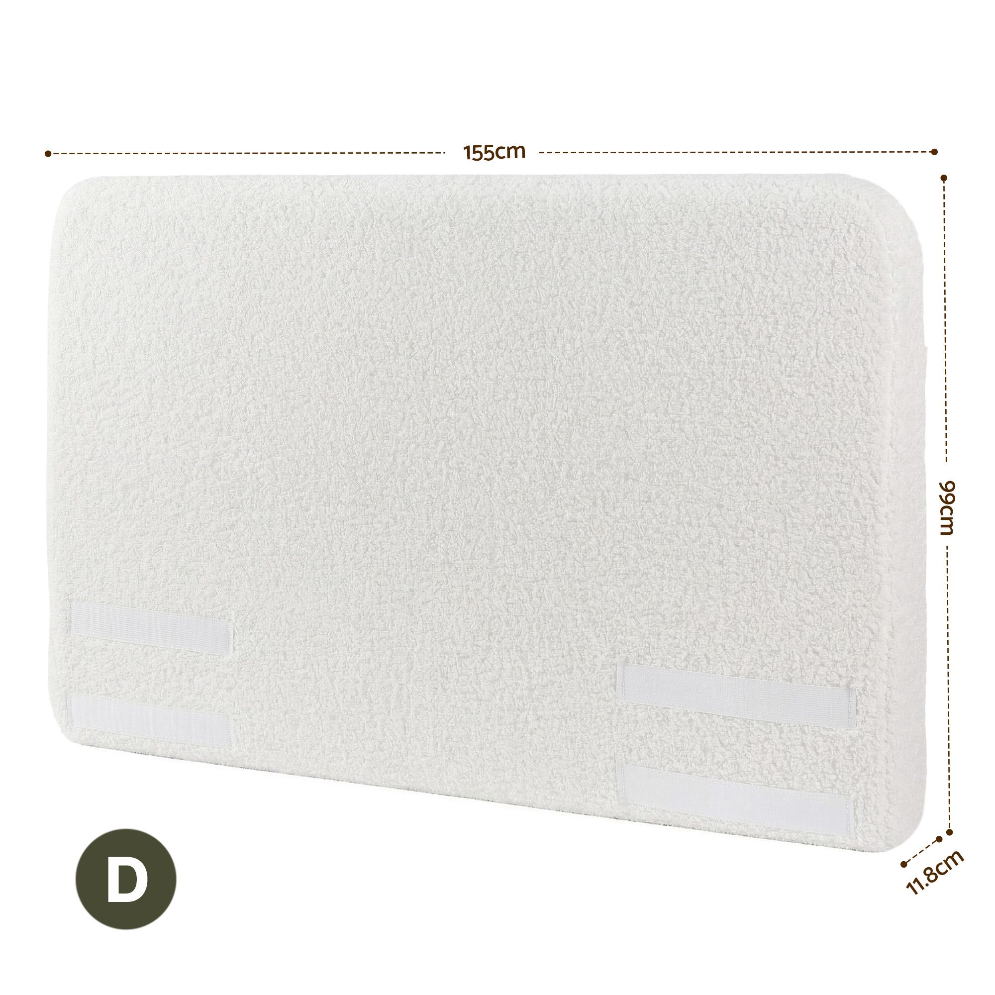 Artiss Double Headboard for Bed Frame Boucle Fabric No-Assembly Vacuum Compressed Soft Backrest with Removable Washable Cover 155cm Wide - Image 2