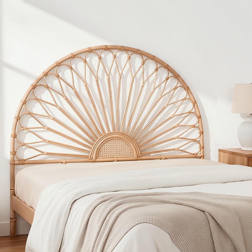 Artiss Bed Headboard Double Bedhead Rattan - MARI Pine - Image 7