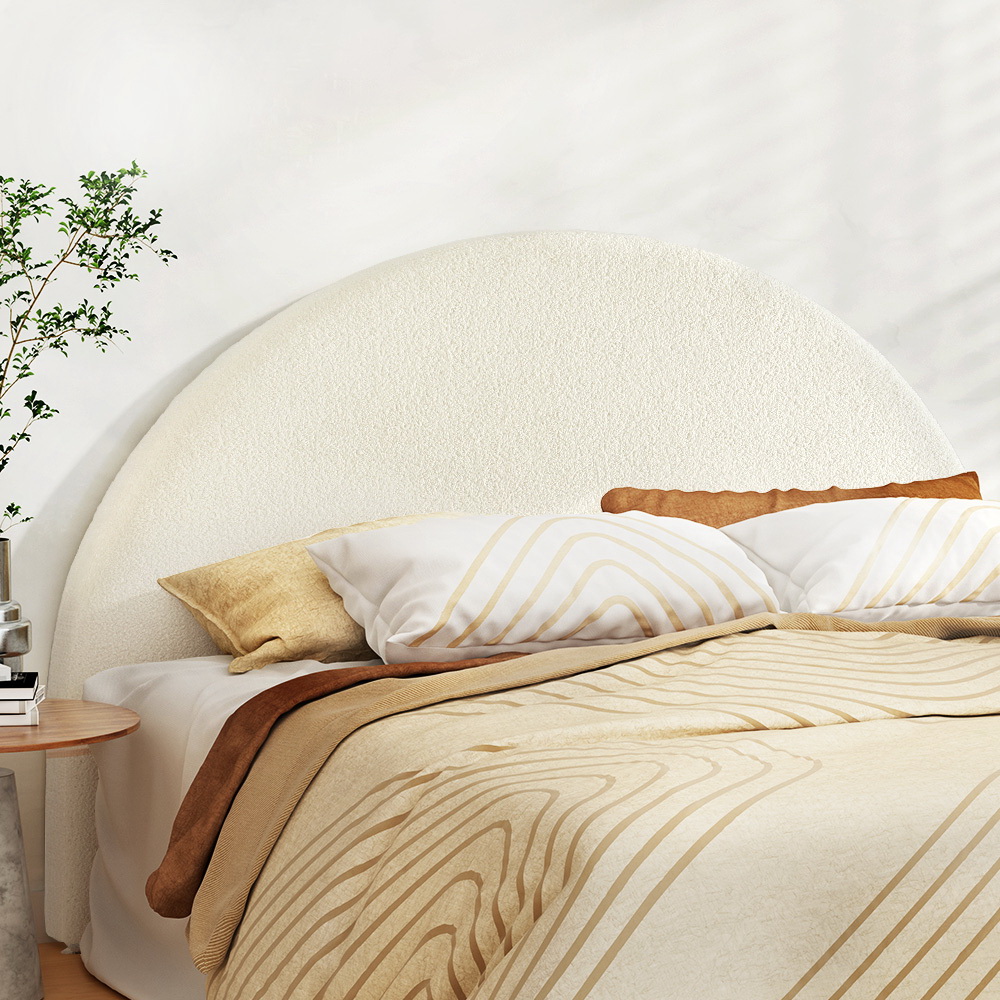 Artiss Bed Head Headboard Bed Frame King Boucle - GREI White - Image 1